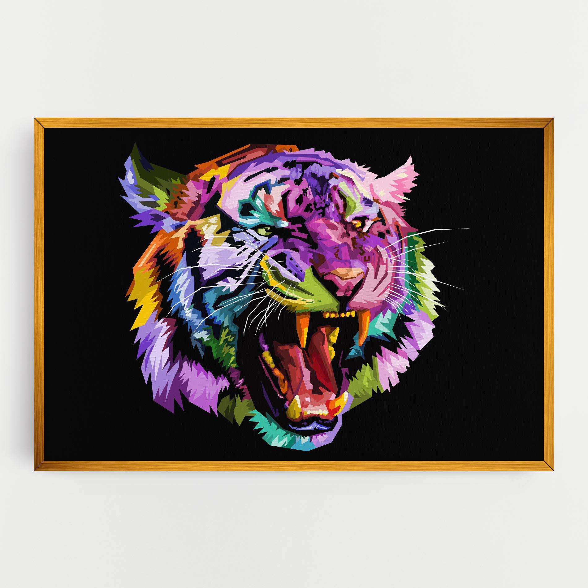 Leinwandbild Tiger On Black mockup 0