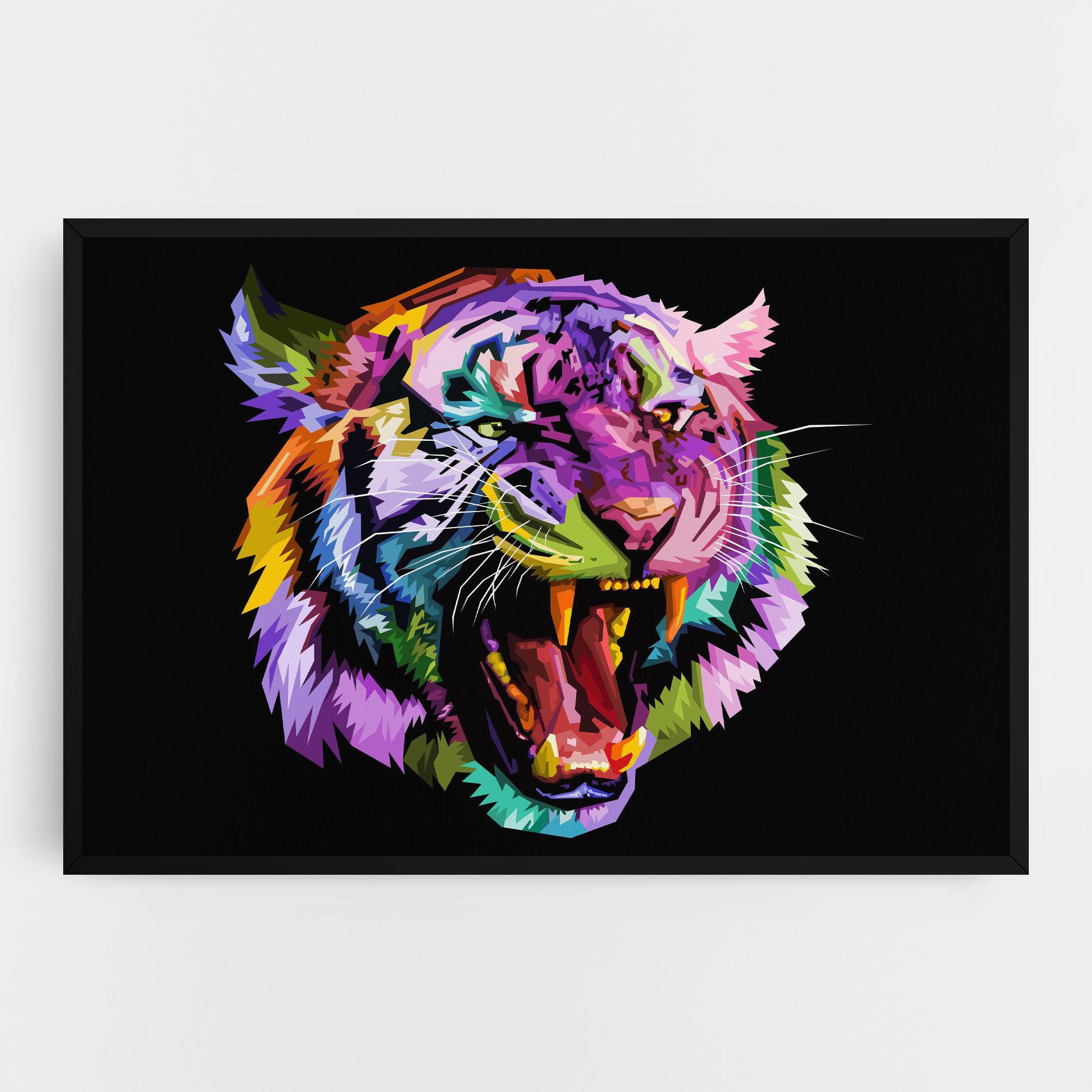 Leinwandbild Tiger On Black mockup 0