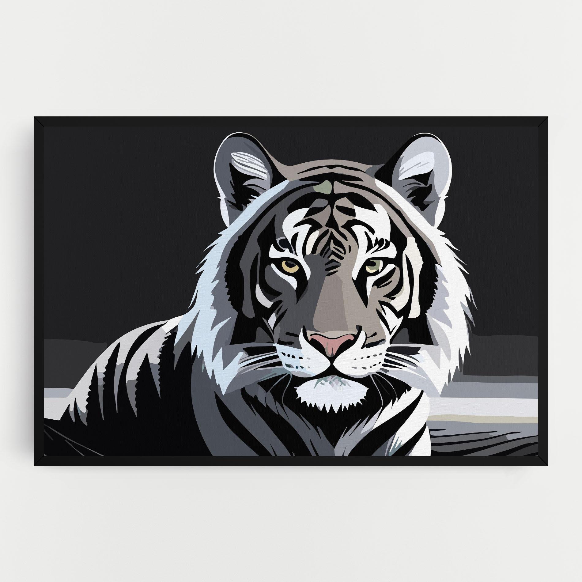 Leinwandbild White Grey Tiger mockup 0