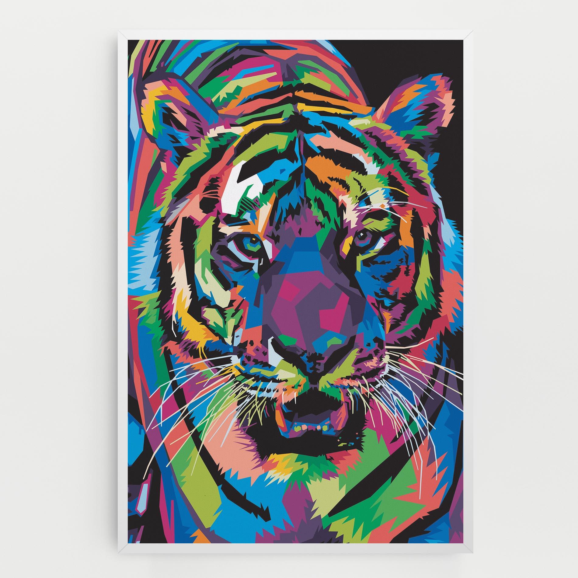 Leinwandbild Mix Color Tiger mockup 0