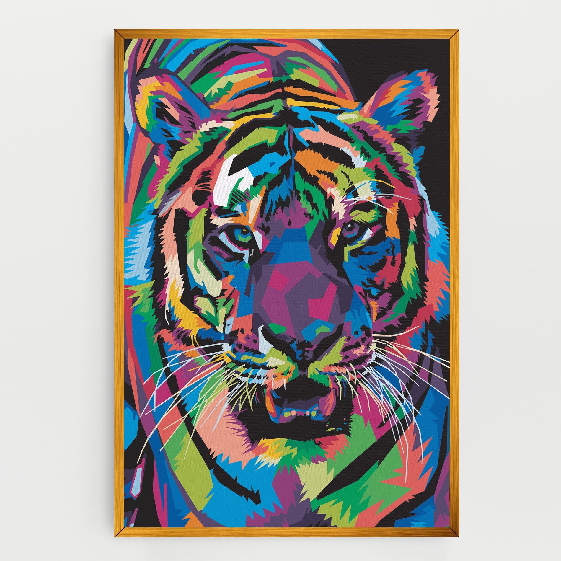 Leinwandbild Mix Color Tiger mockup 0
