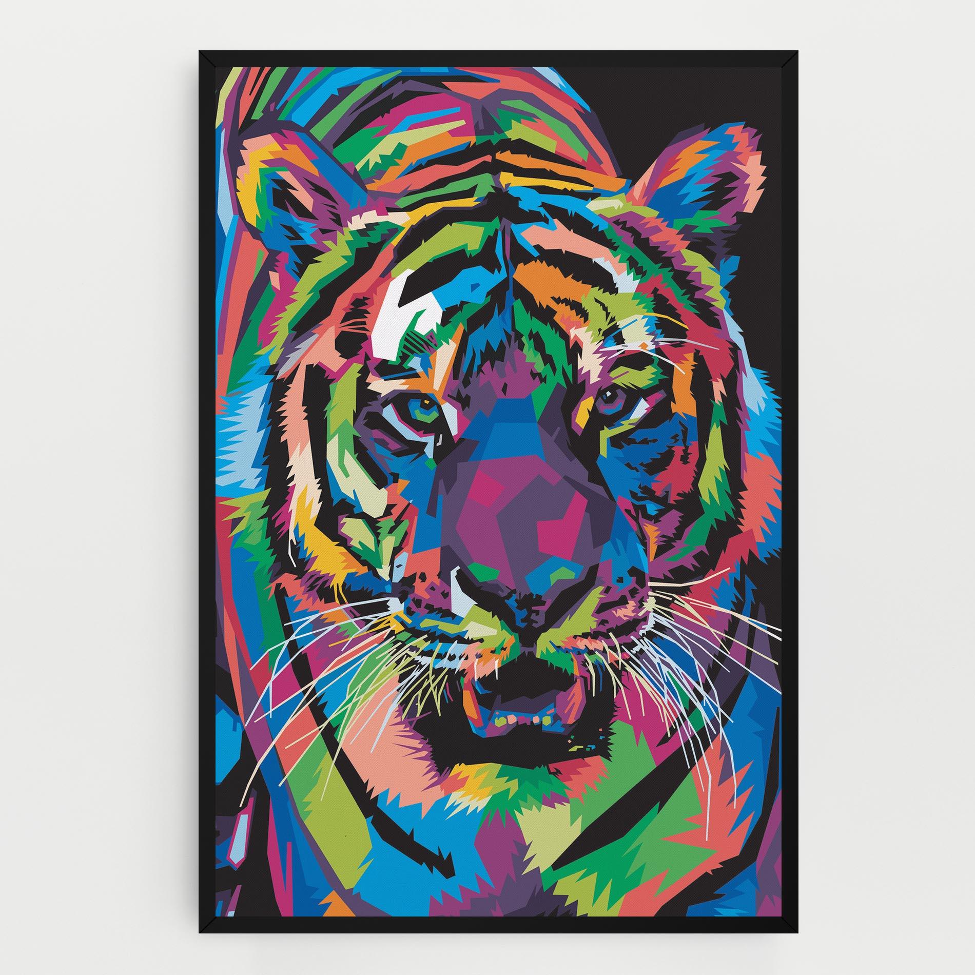 Leinwandbild Mix Color Tiger mockup 0