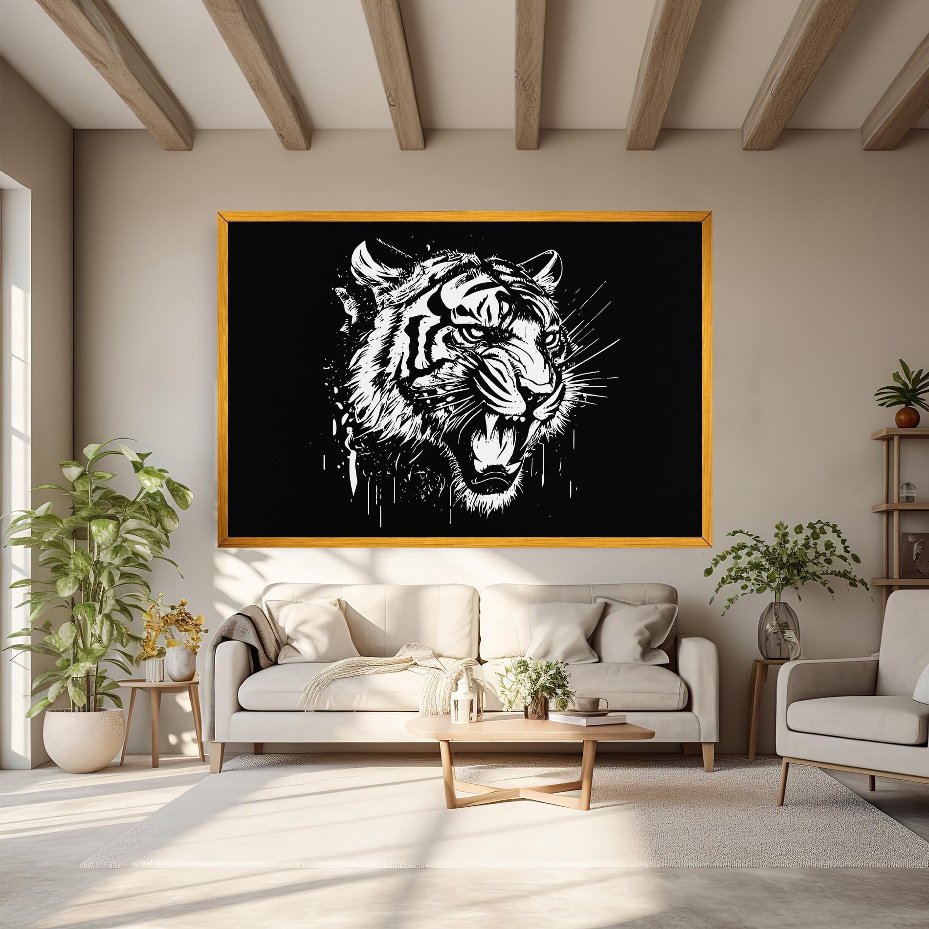 Leinwandbild Angry Tiger Head mockup 6