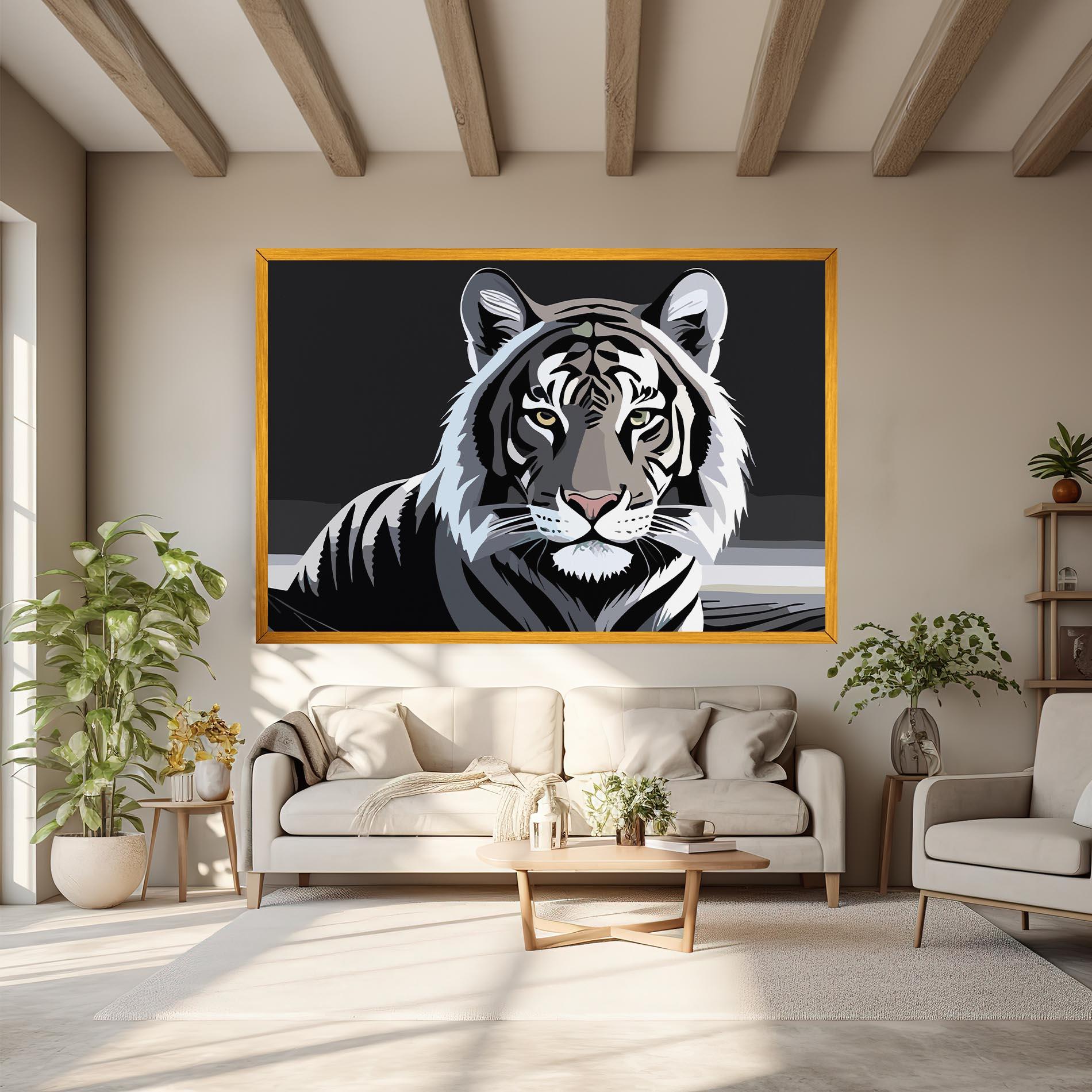 Leinwandbild White Grey Tiger mockup 6