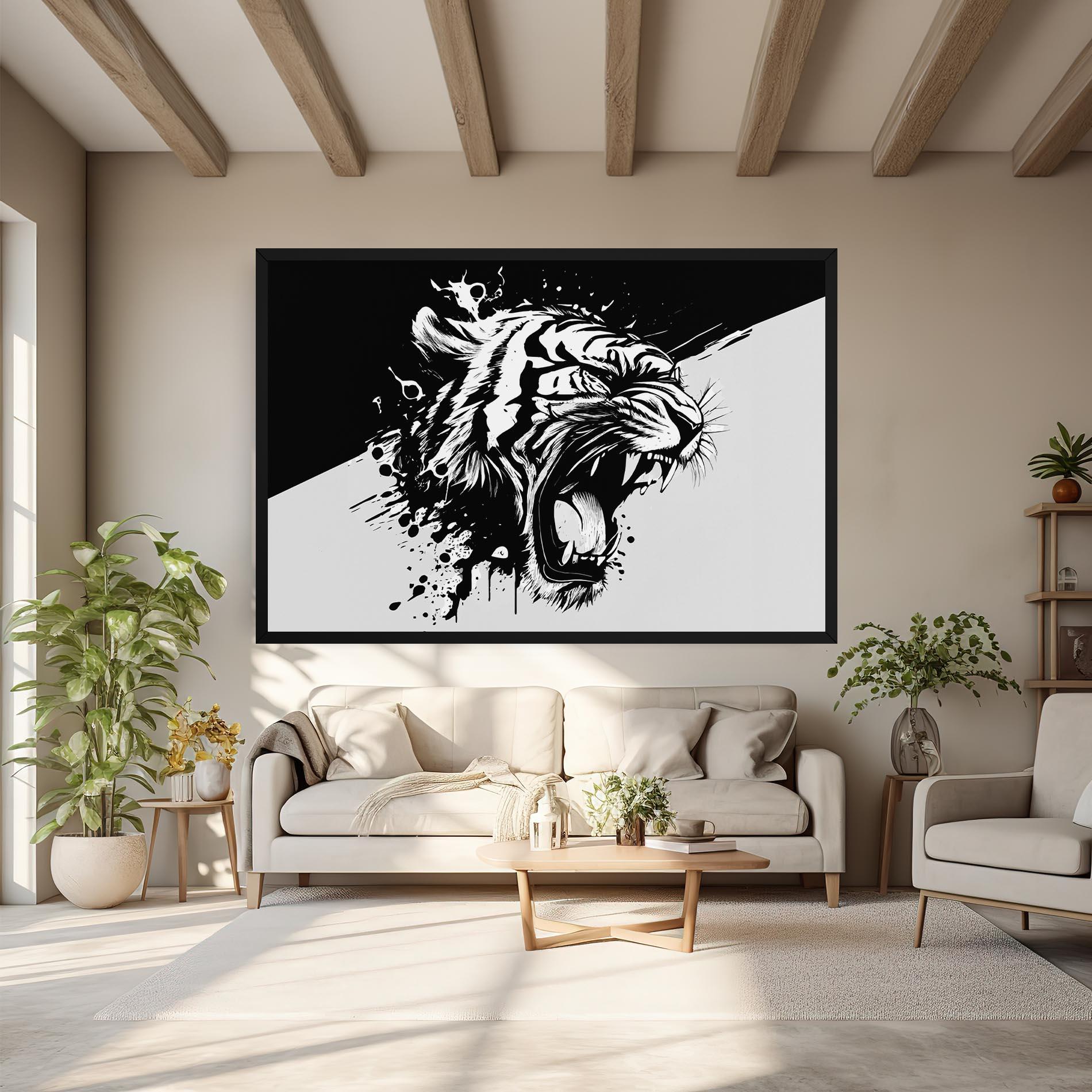 Leinwandbild Black Grey Tiger mockup 6