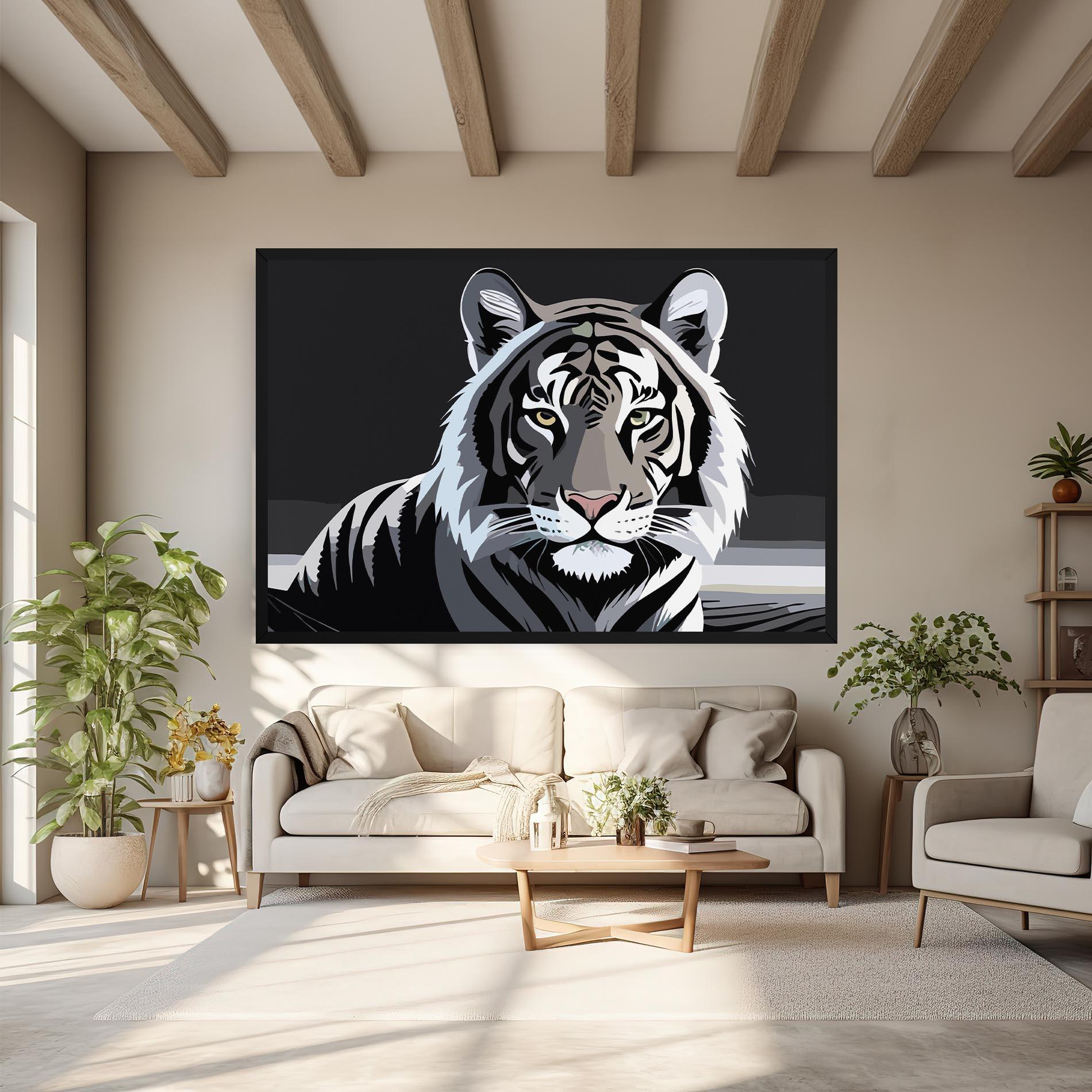 Leinwandbild White Grey Tiger mockup 6