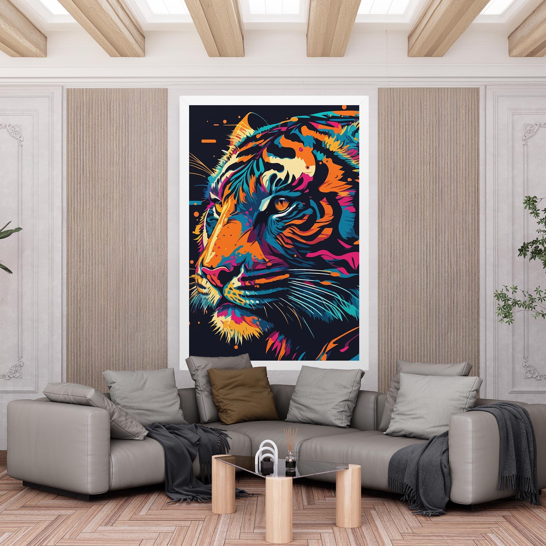 Leinwandbild Colorful Tiger mockup 6