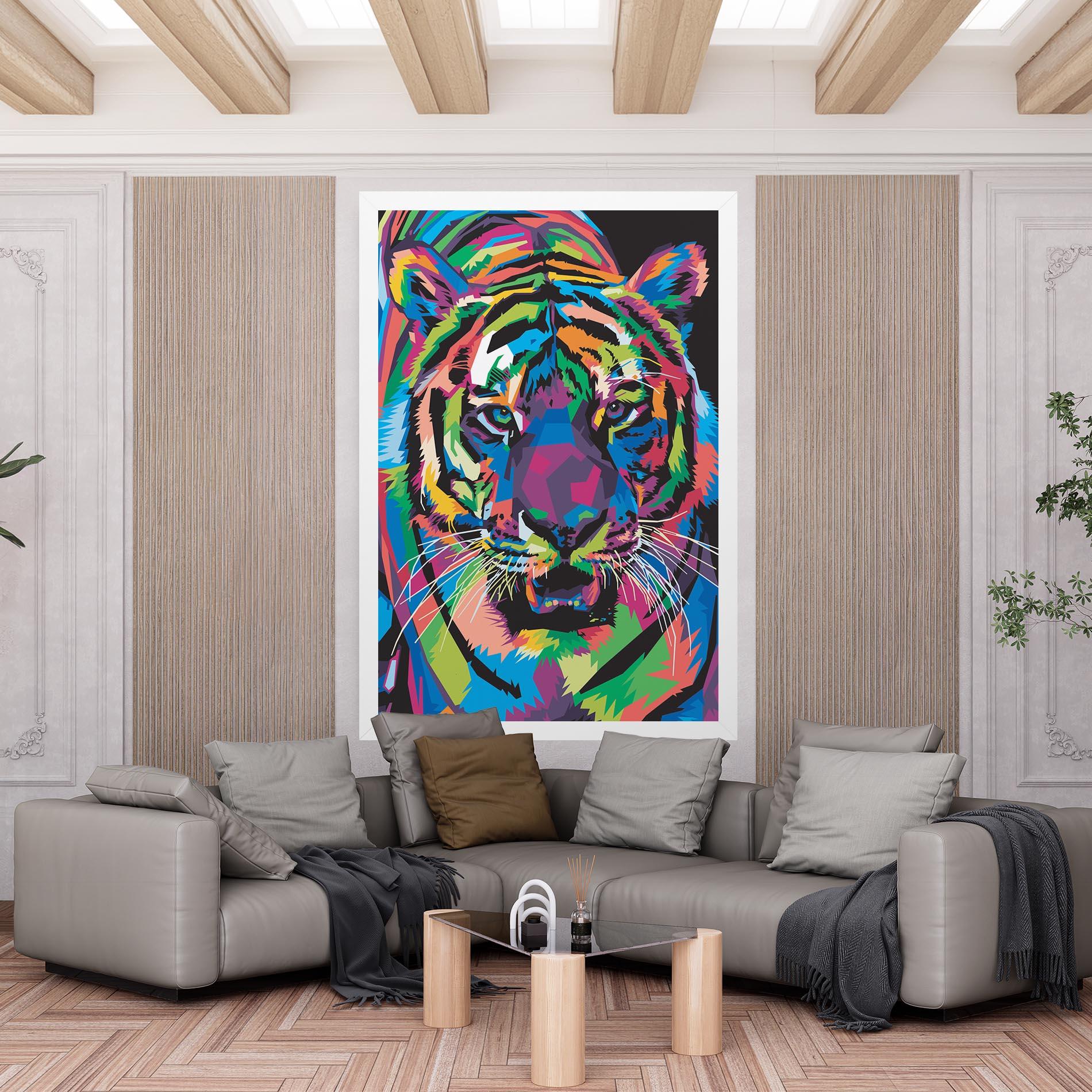 Leinwandbild Mix Color Tiger mockup 6