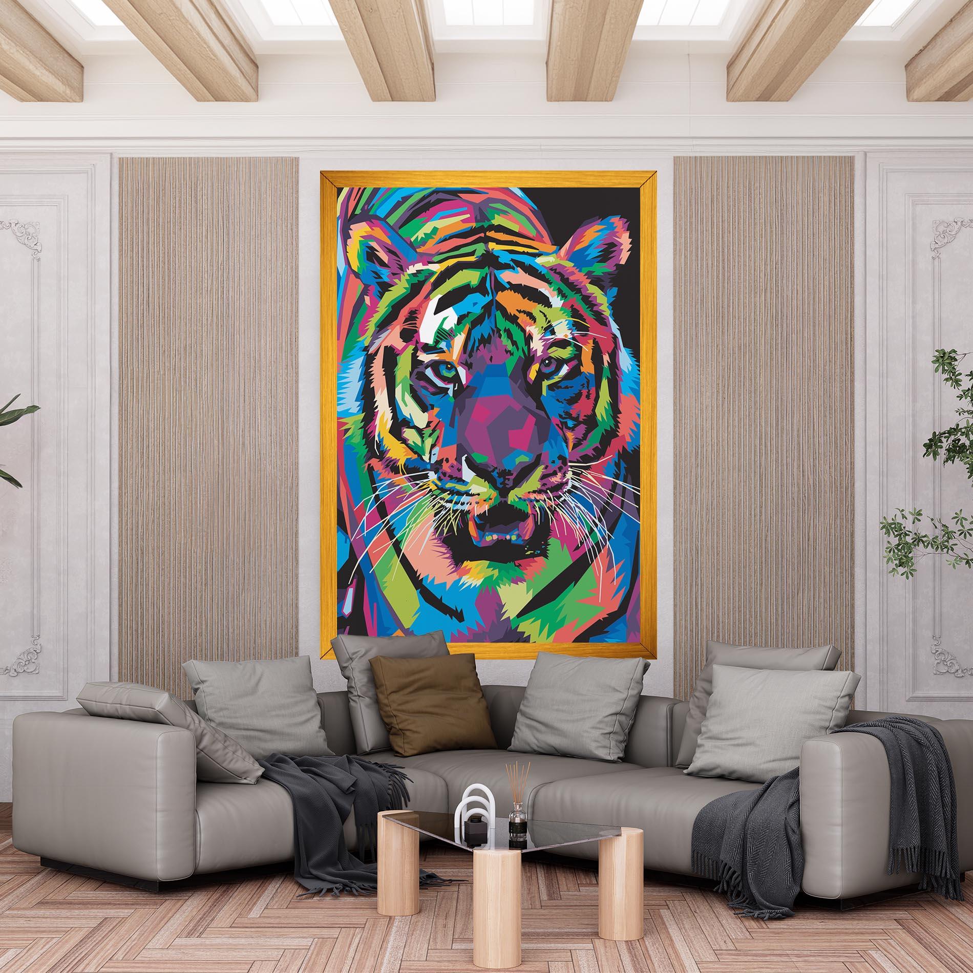 Leinwandbild Mix Color Tiger mockup 6