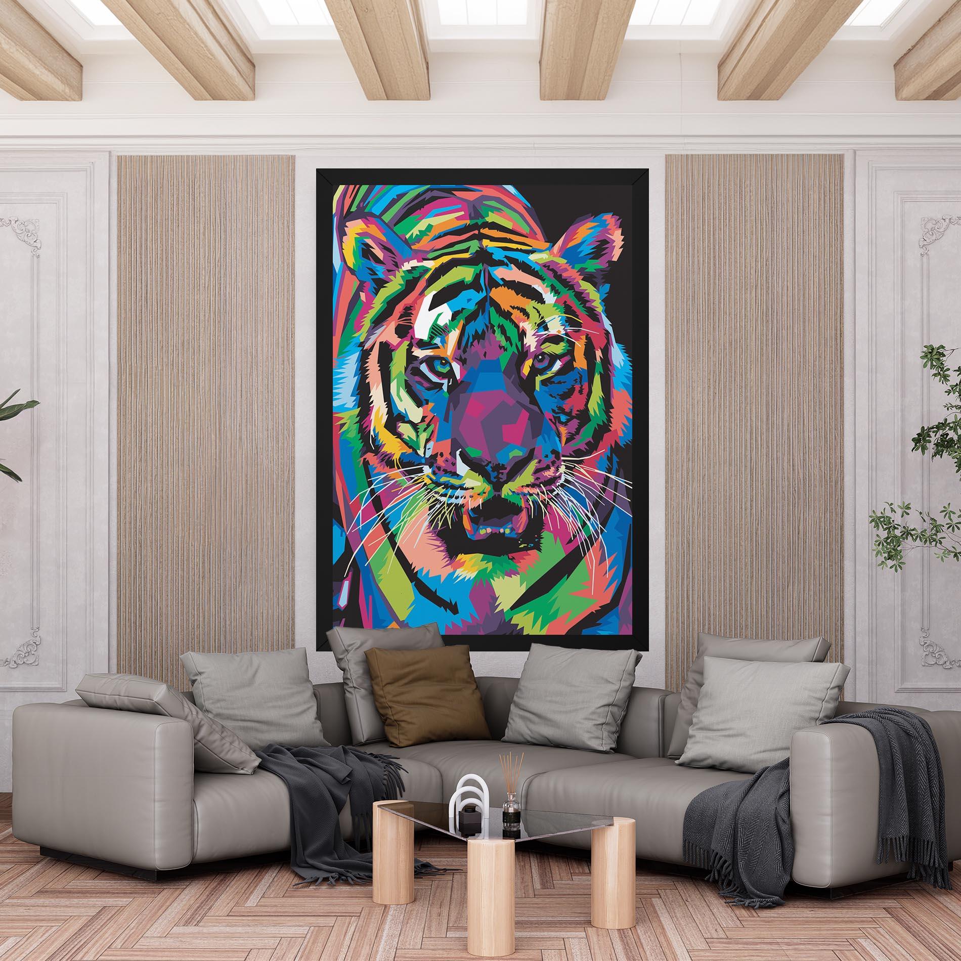 Leinwandbild Mix Color Tiger mockup 6
