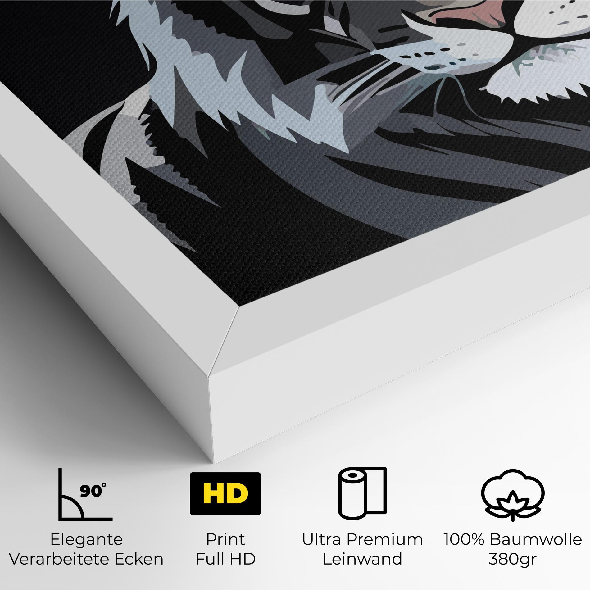Leinwandbild White Grey Tiger mockup 4