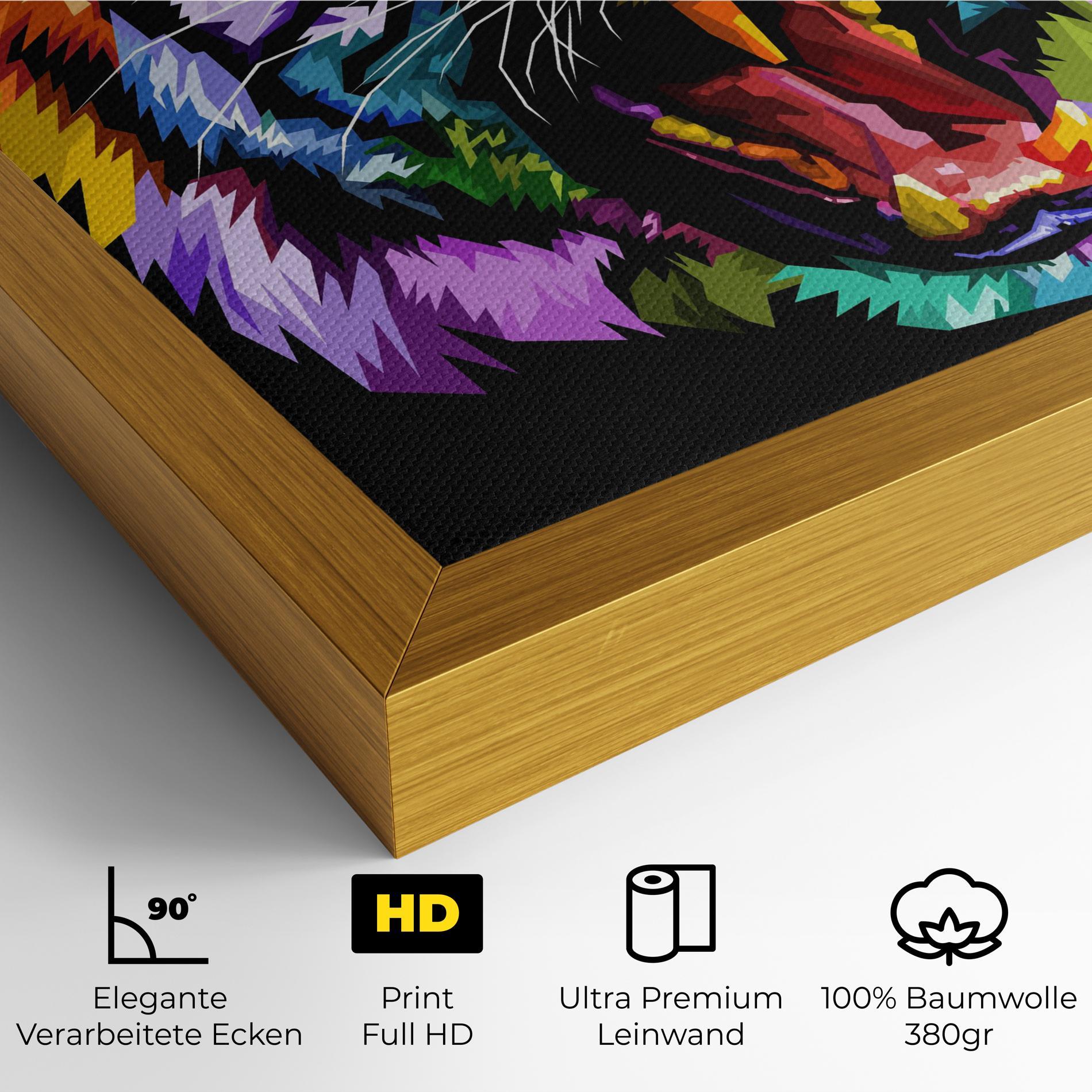 Leinwandbild Tiger On Black mockup 4