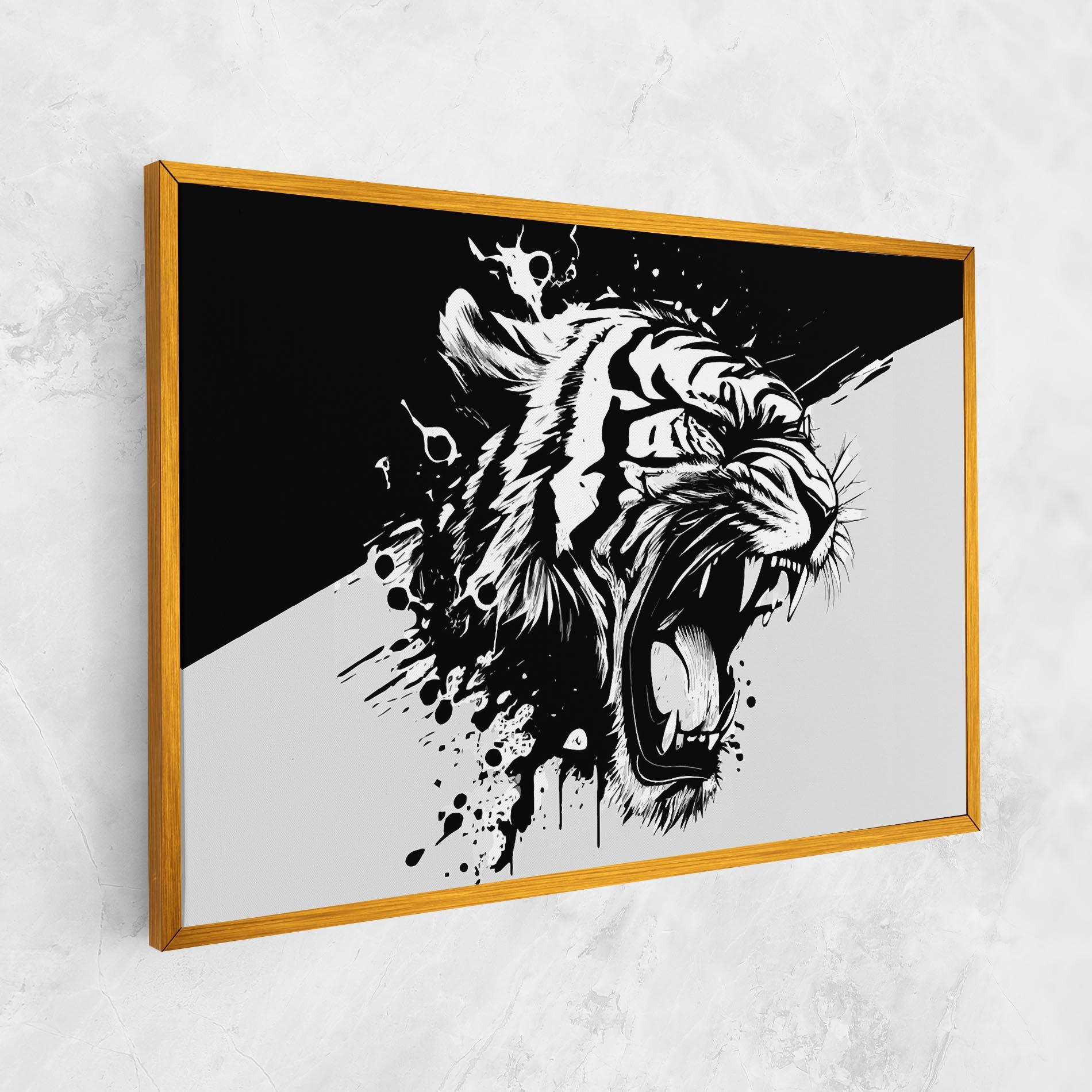 Leinwandbild Black Grey Tiger mockup 1