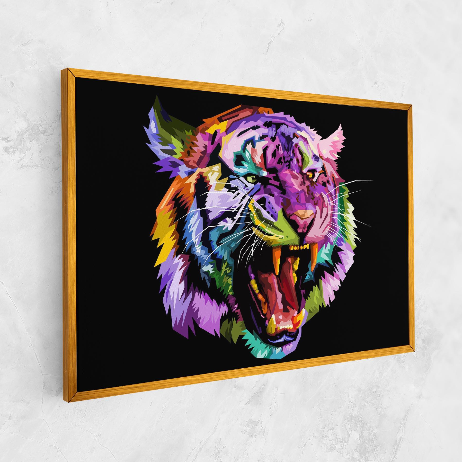 Leinwandbild Tiger On Black mockup 1