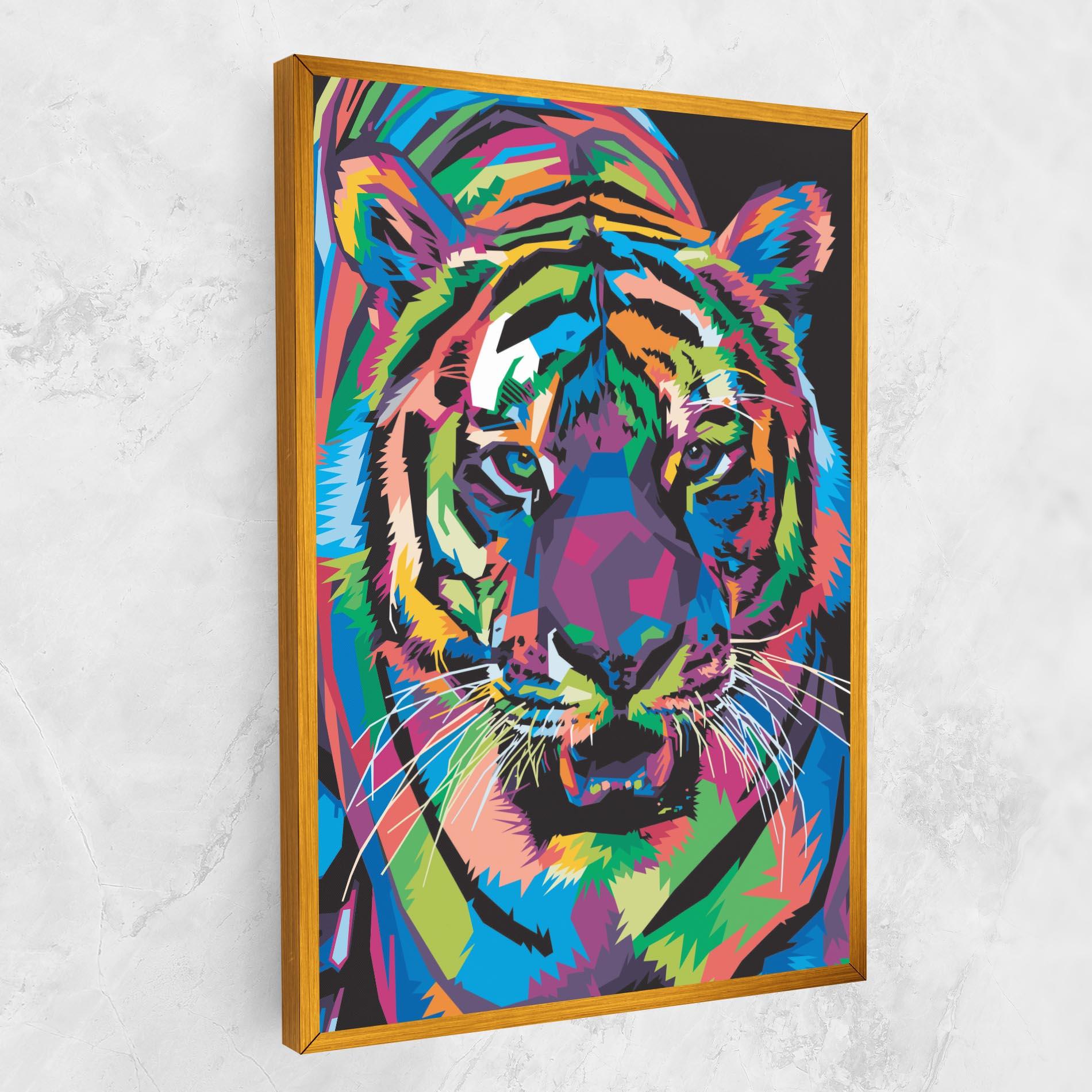 Leinwandbild Mix Color Tiger mockup 1