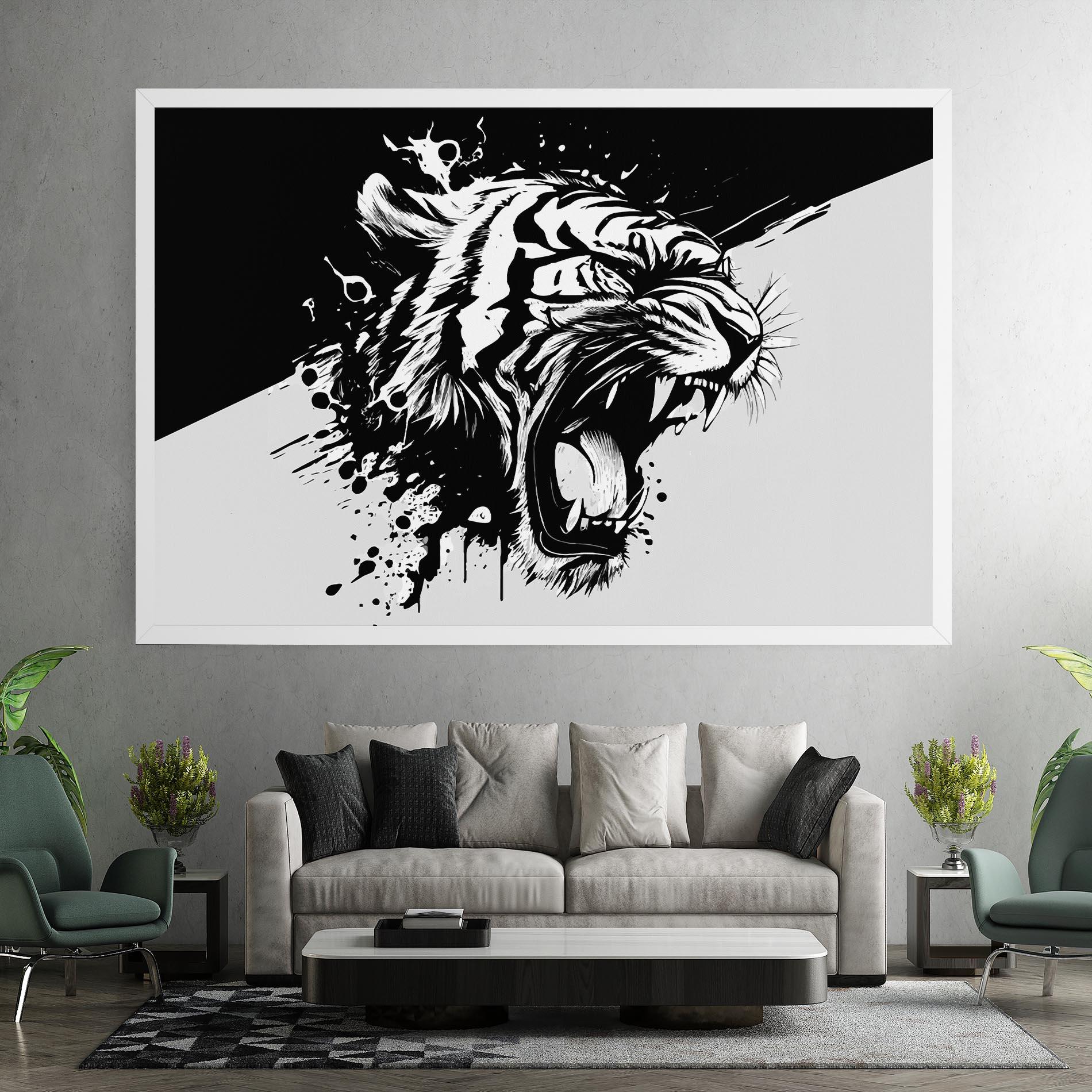 Leinwandbild Black Grey Tiger mockup 7