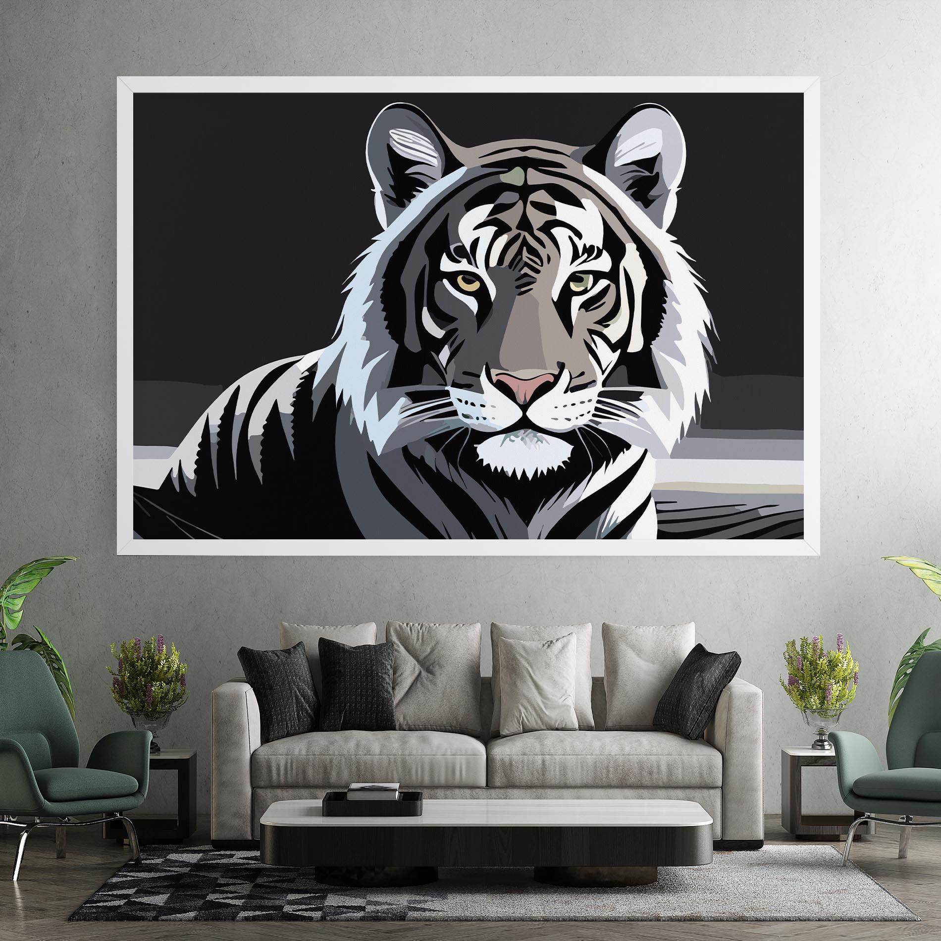 Leinwandbild White Grey Tiger mockup 7