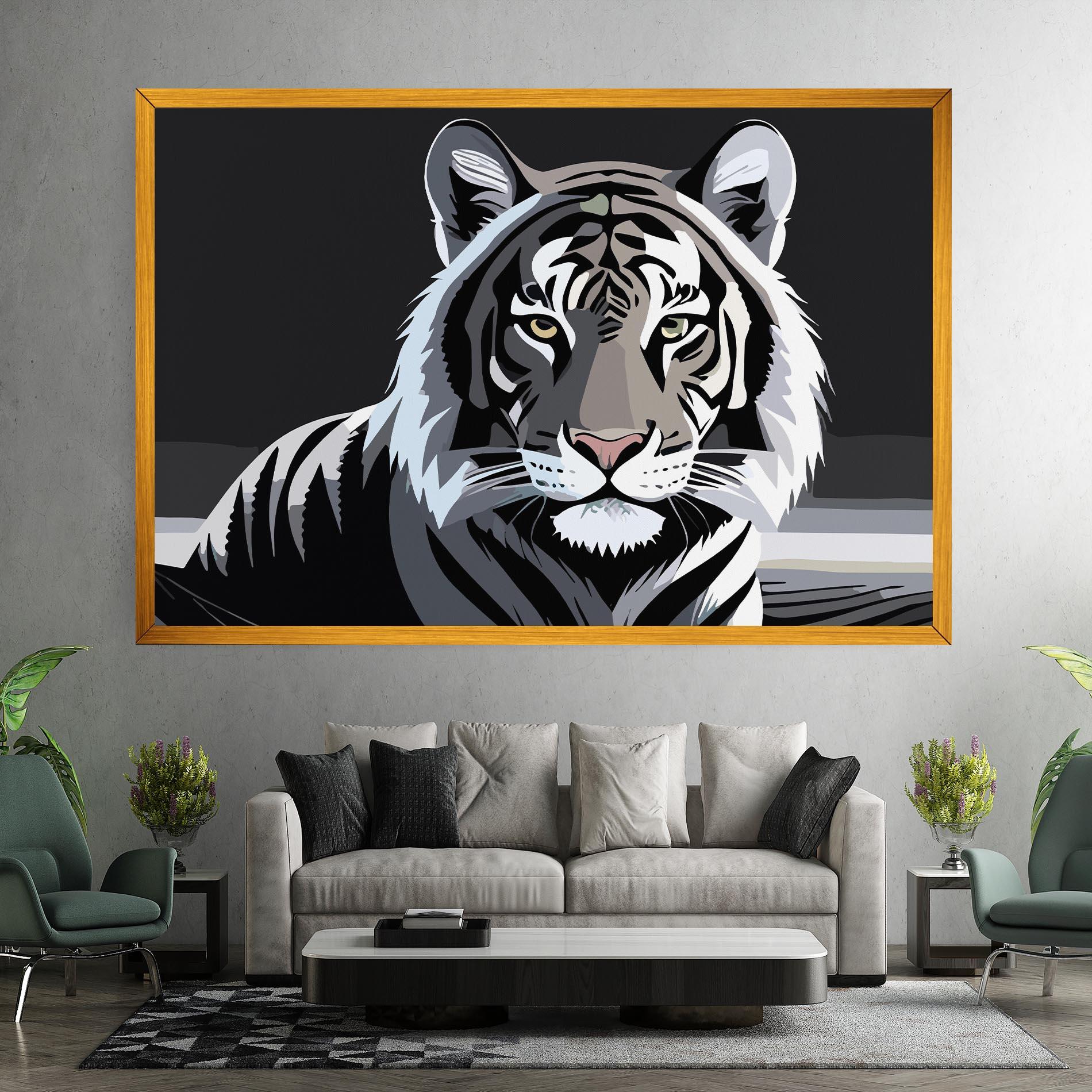 Leinwandbild White Grey Tiger mockup 7