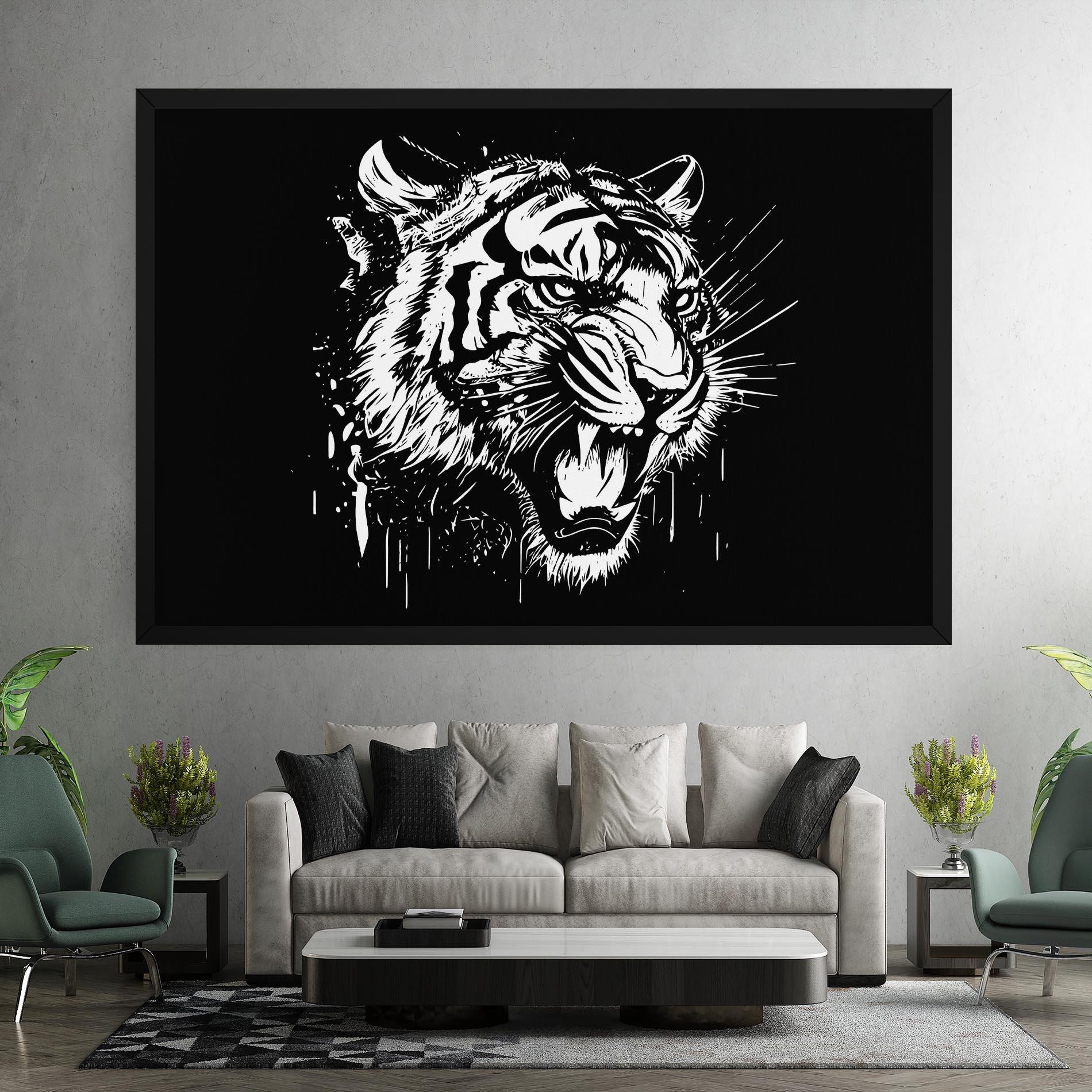 Leinwandbild Angry Tiger Head mockup 7