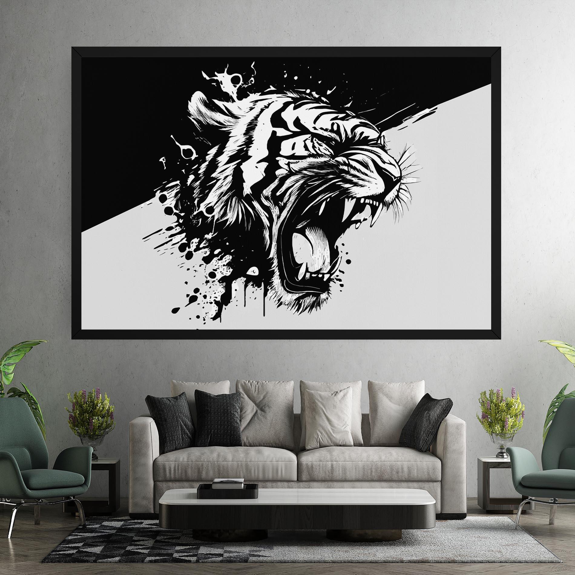 Leinwandbild Black Grey Tiger mockup 7
