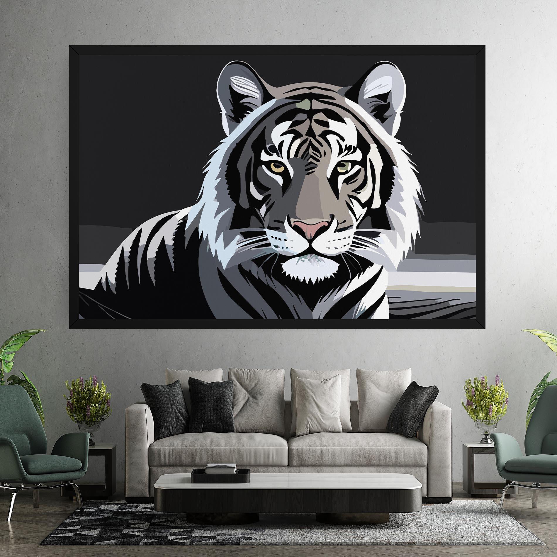 Leinwandbild White Grey Tiger mockup 7