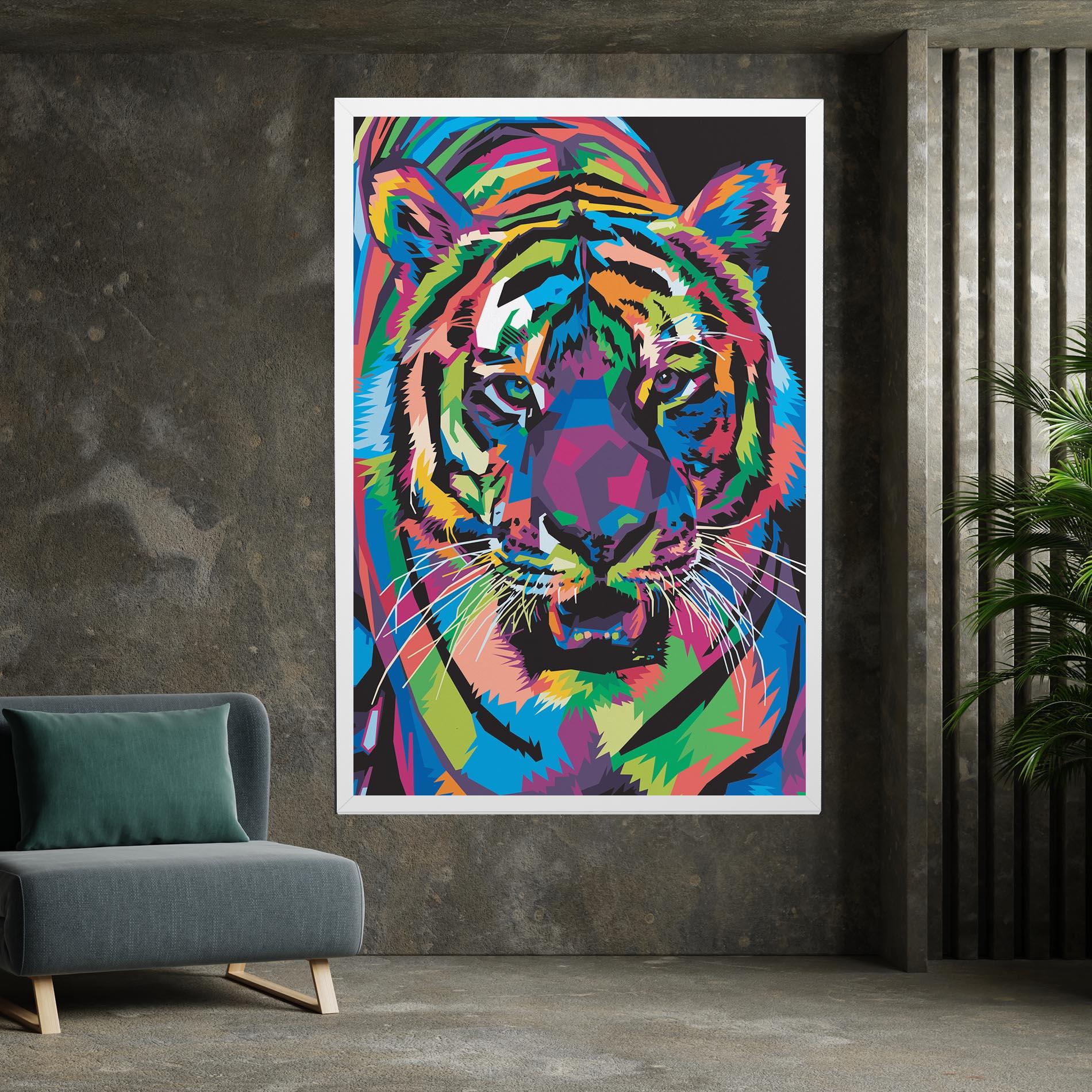 Leinwandbild Mix Color Tiger mockup 7
