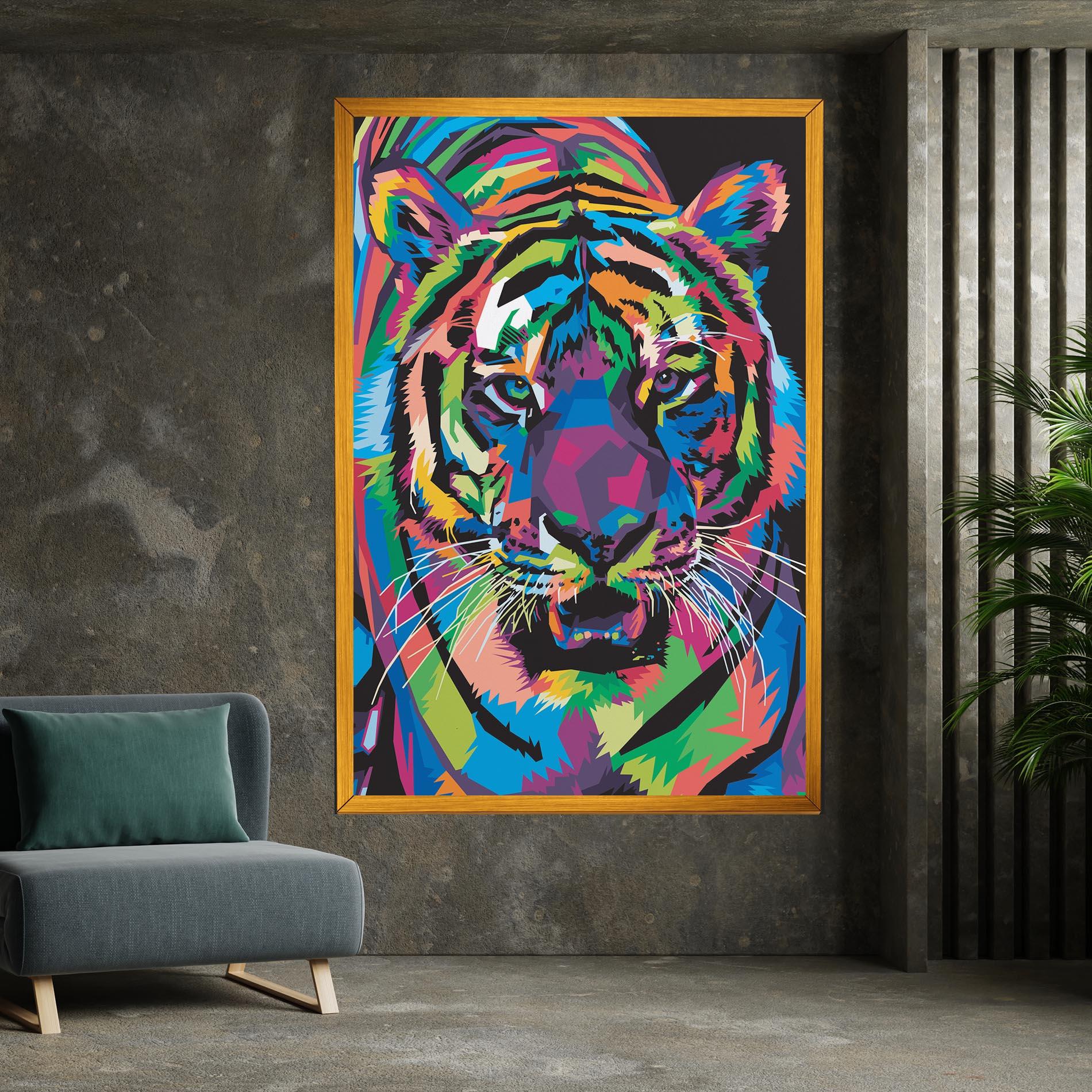 Leinwandbild Mix Color Tiger mockup 7