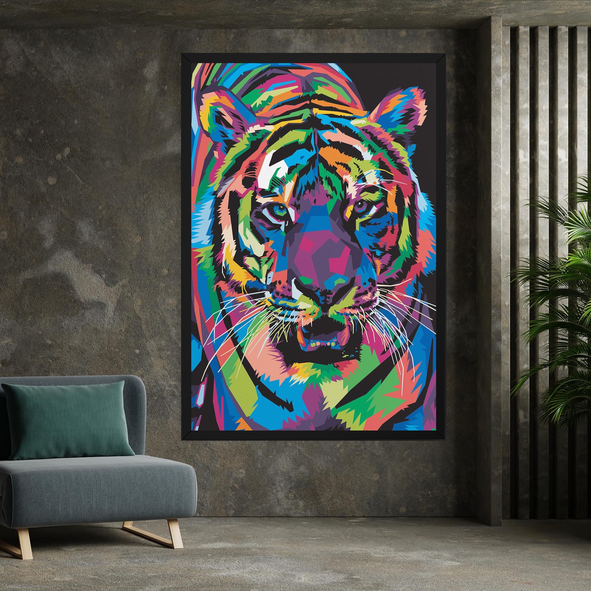 Leinwandbild Mix Color Tiger mockup 7