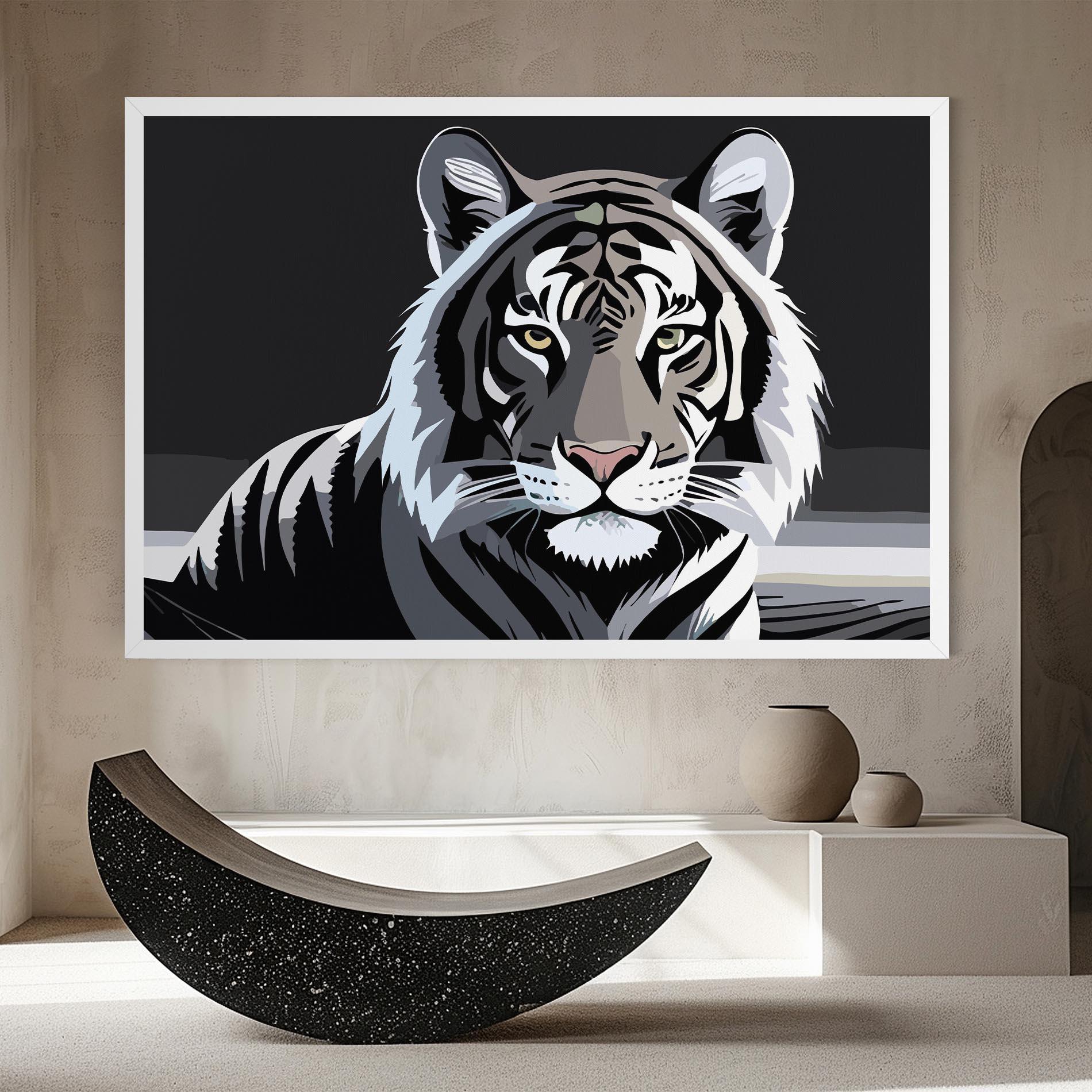 Leinwandbild White Grey Tiger mockup 8