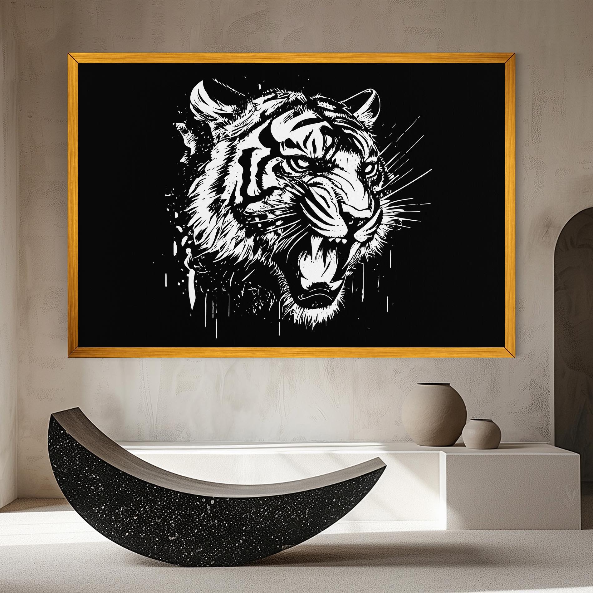 Leinwandbild Angry Tiger Head mockup 8
