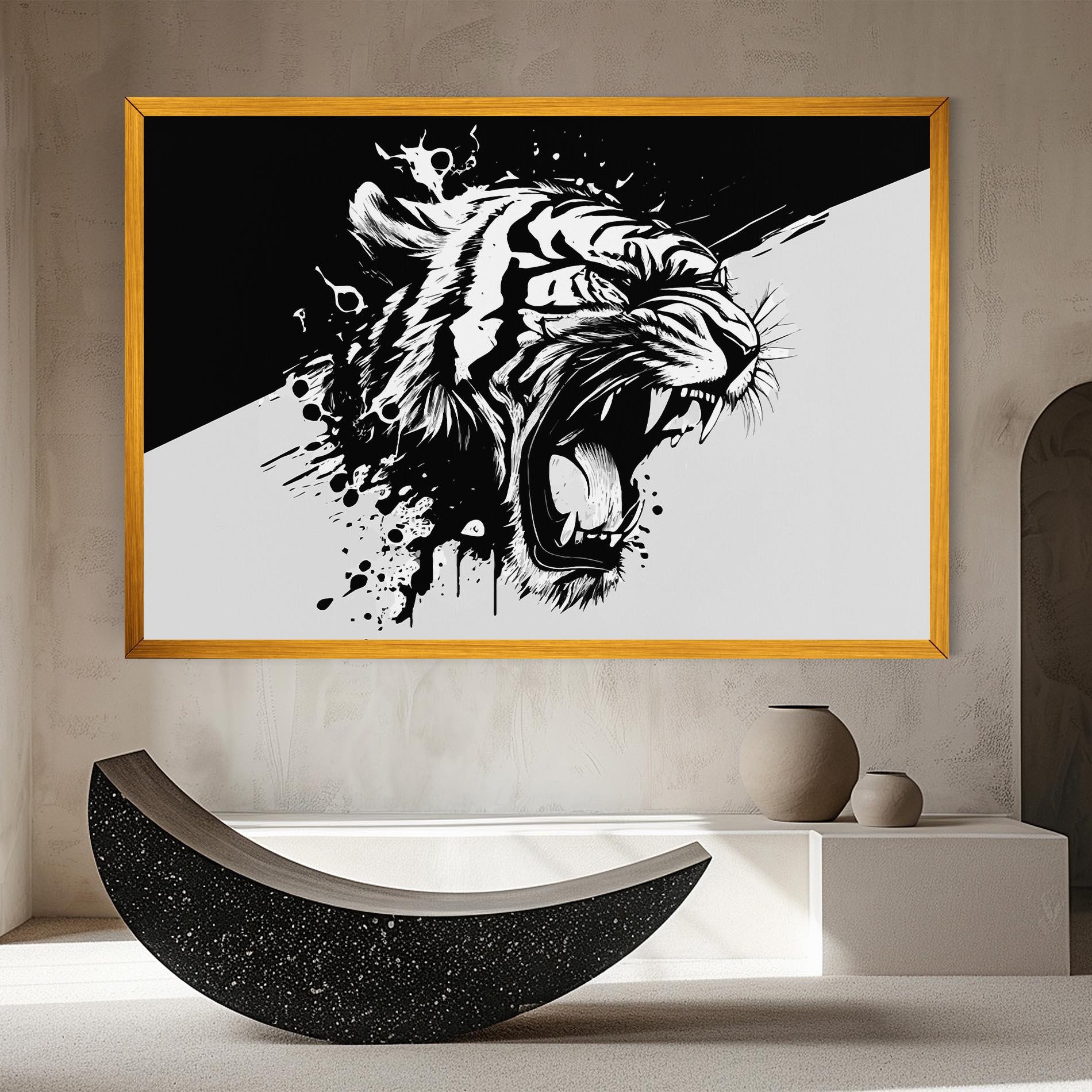 Leinwandbild Black Grey Tiger mockup 8