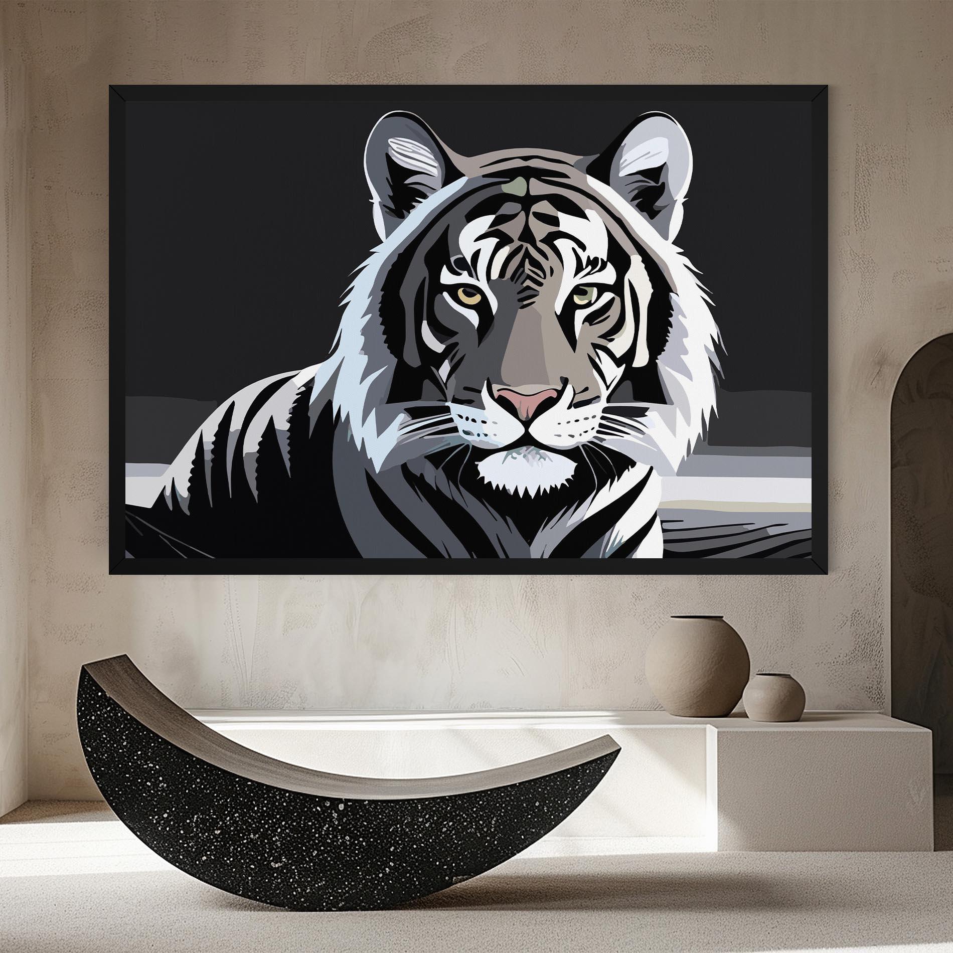 Leinwandbild White Grey Tiger mockup 8