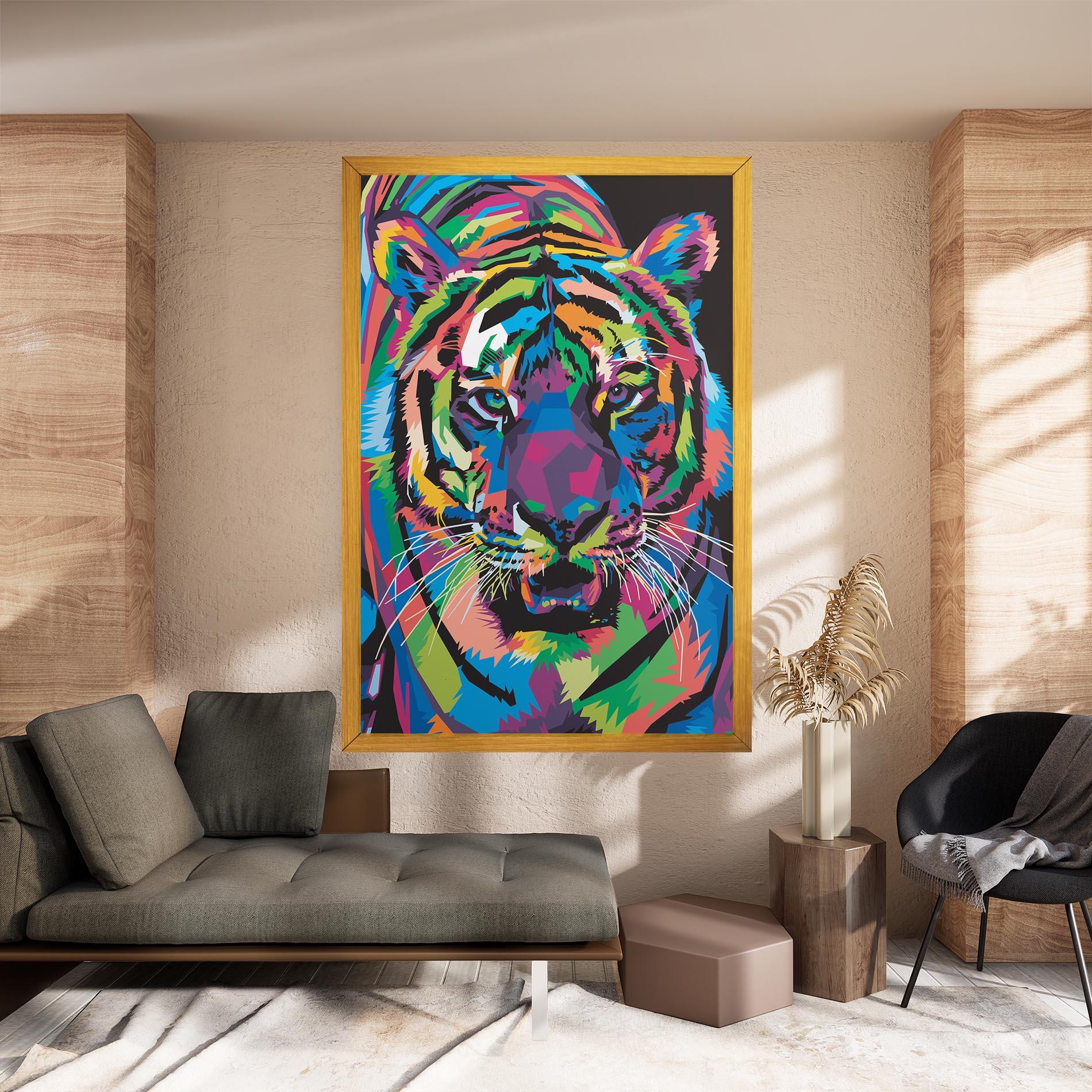 Leinwandbild Mix Color Tiger mockup 8