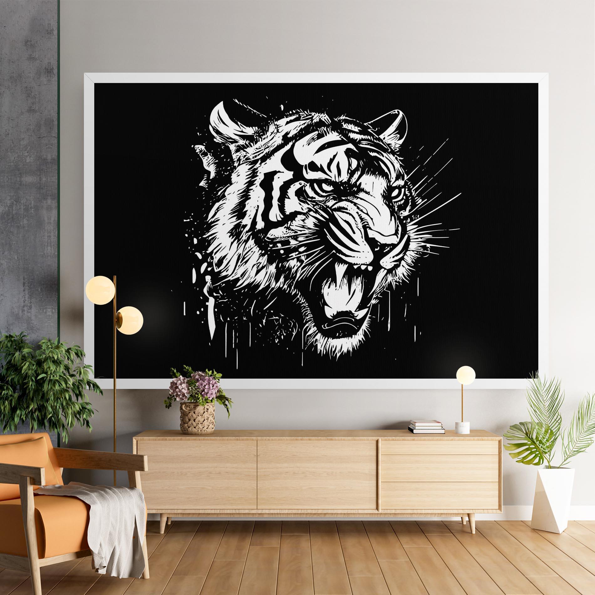 Leinwandbild Angry Tiger Head mockup 9