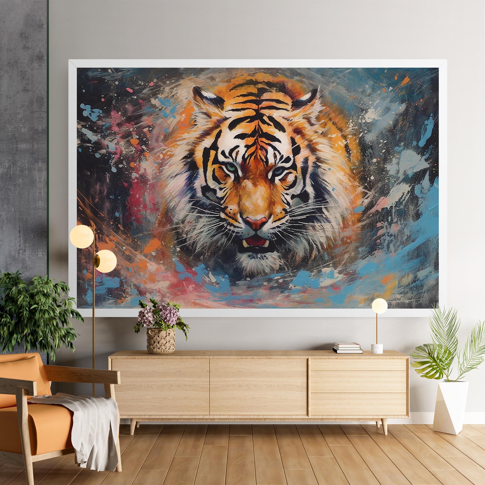 Leinwandbild Orange Tiger Painting mockup 9