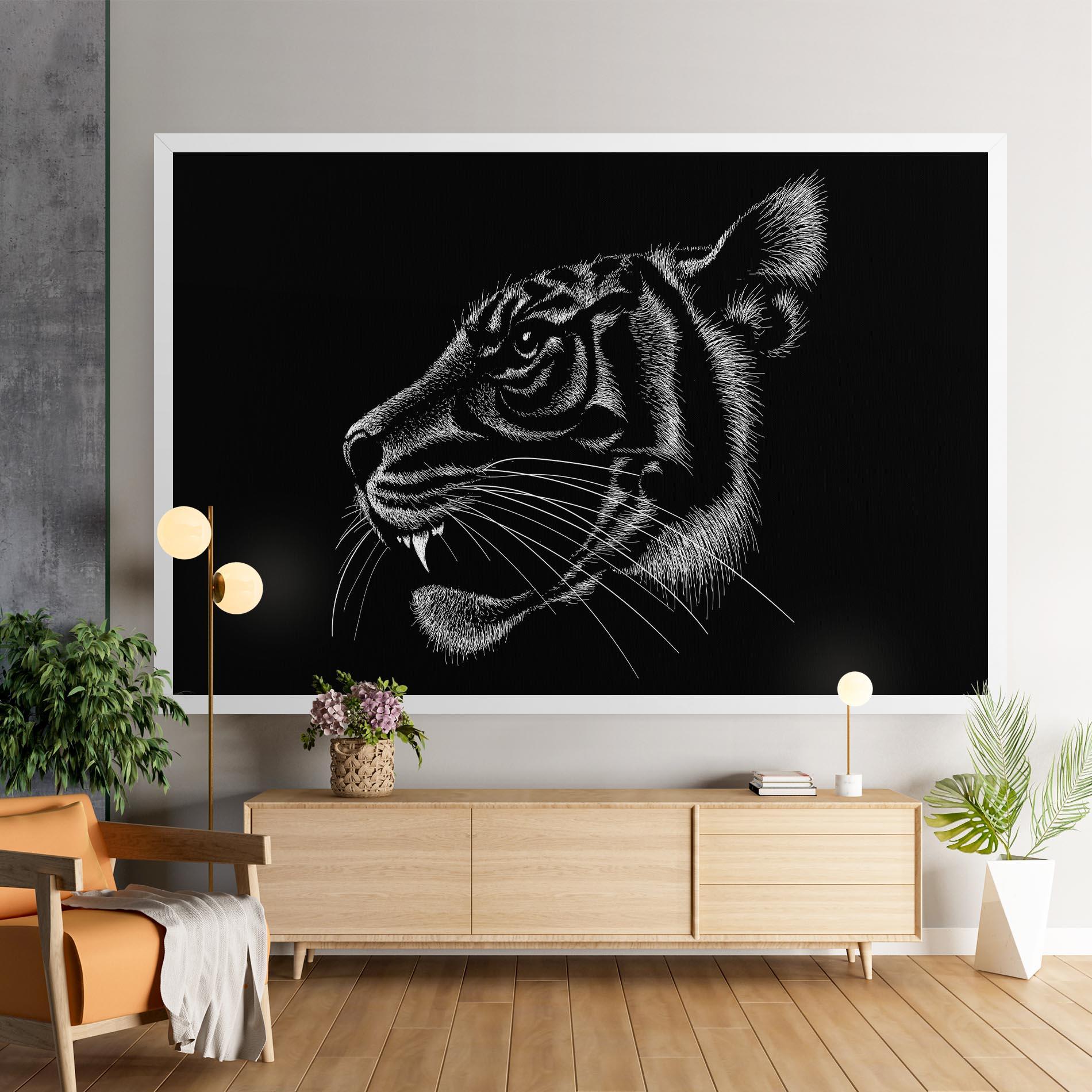 Leinwandbild Tiger White Head mockup 9