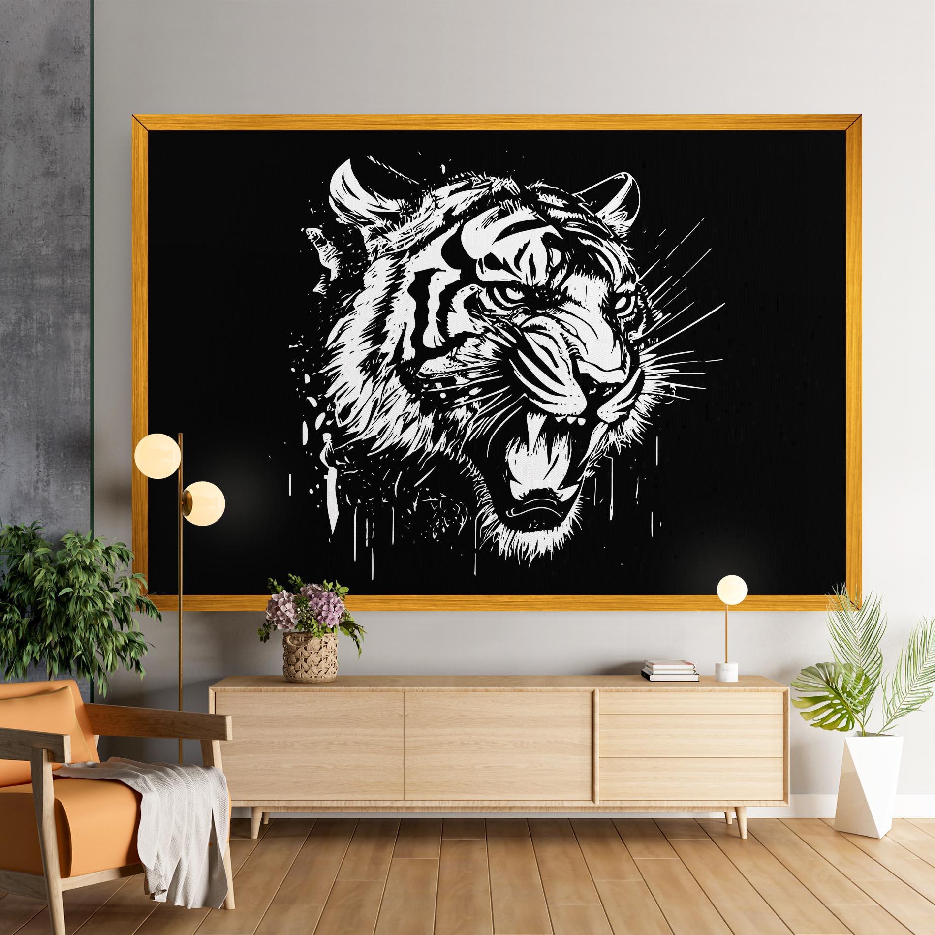 Leinwandbild Angry Tiger Head mockup 9