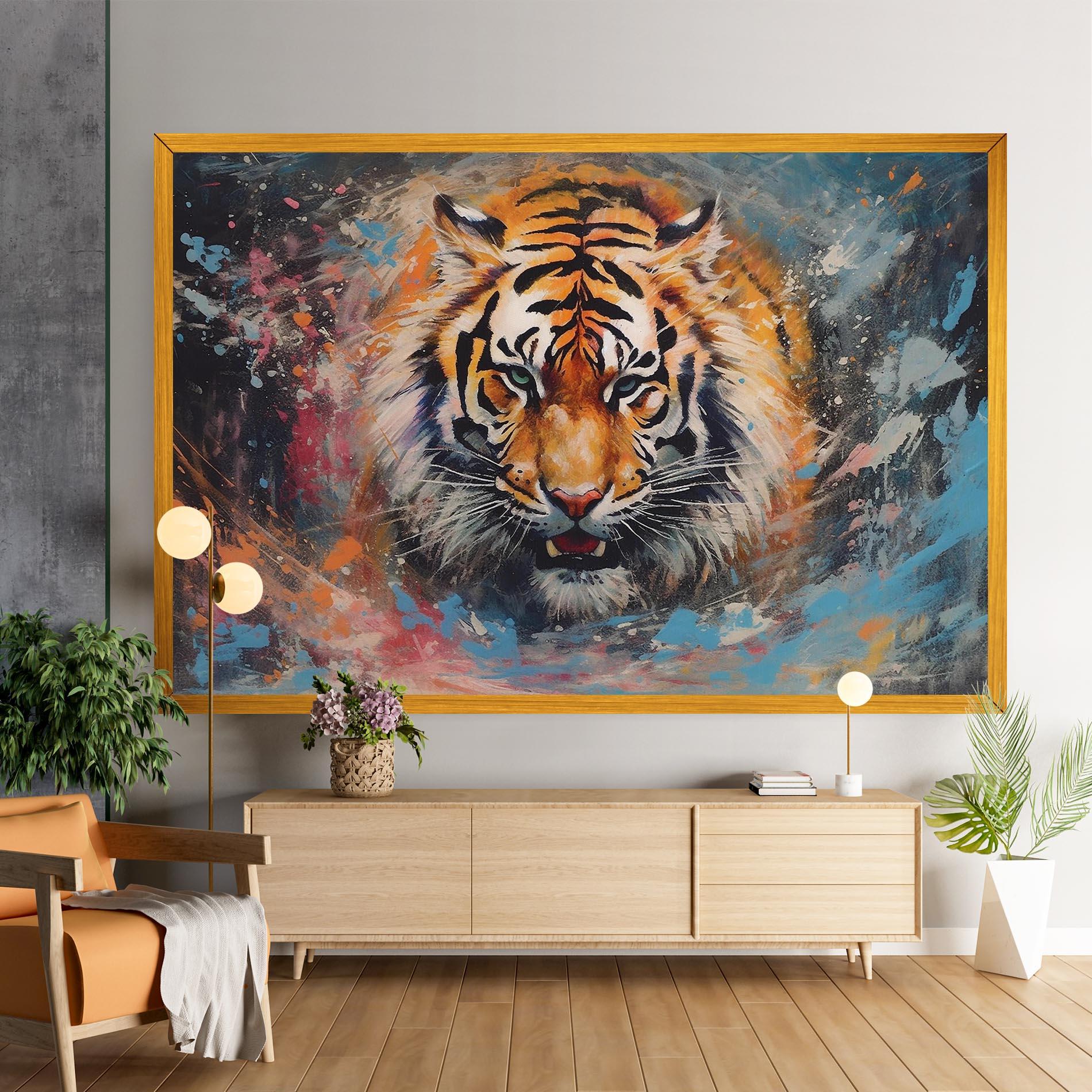 Leinwandbild Orange Tiger Painting mockup 9