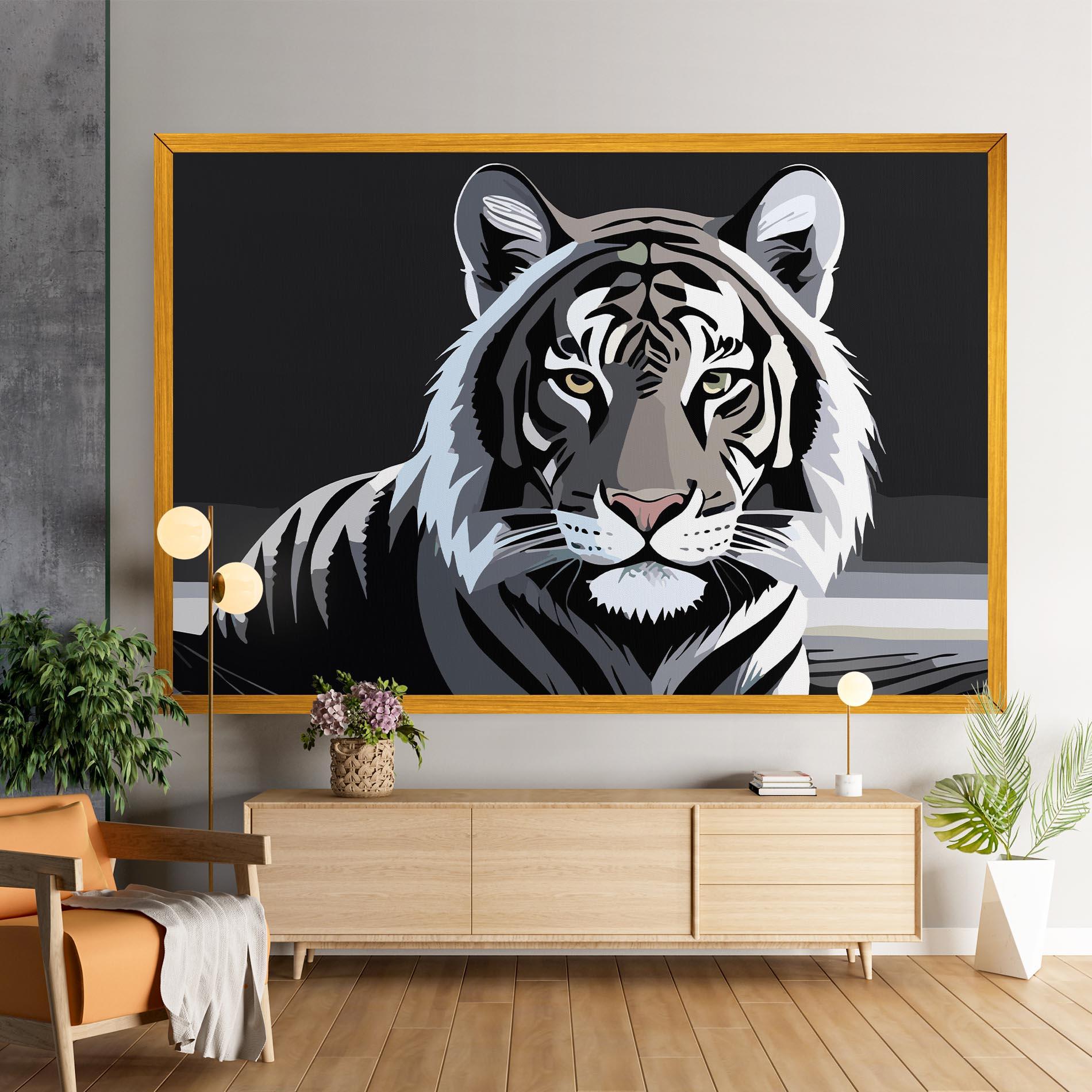 Leinwandbild White Grey Tiger mockup 9