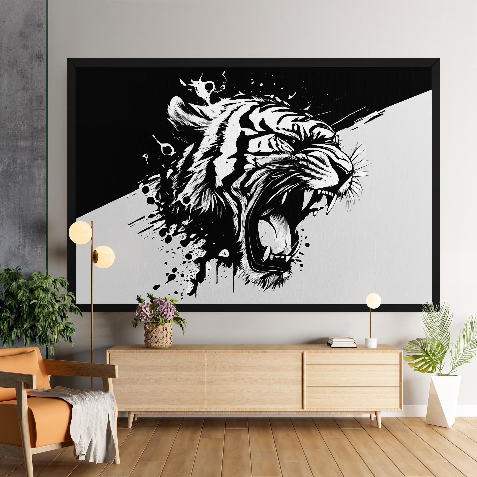 Leinwandbild Black Grey Tiger mockup 9