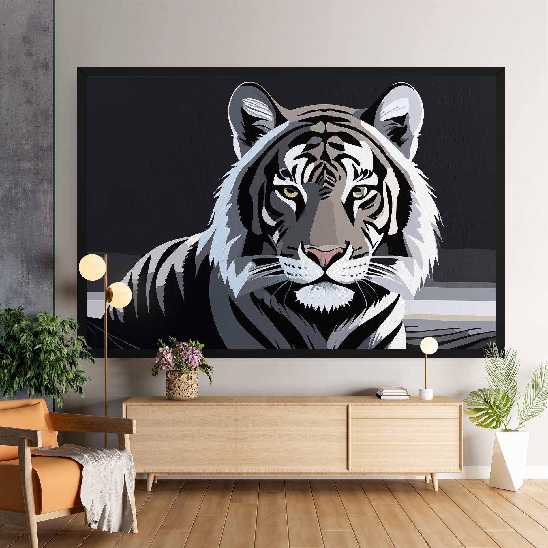 Leinwandbild White Grey Tiger mockup 9