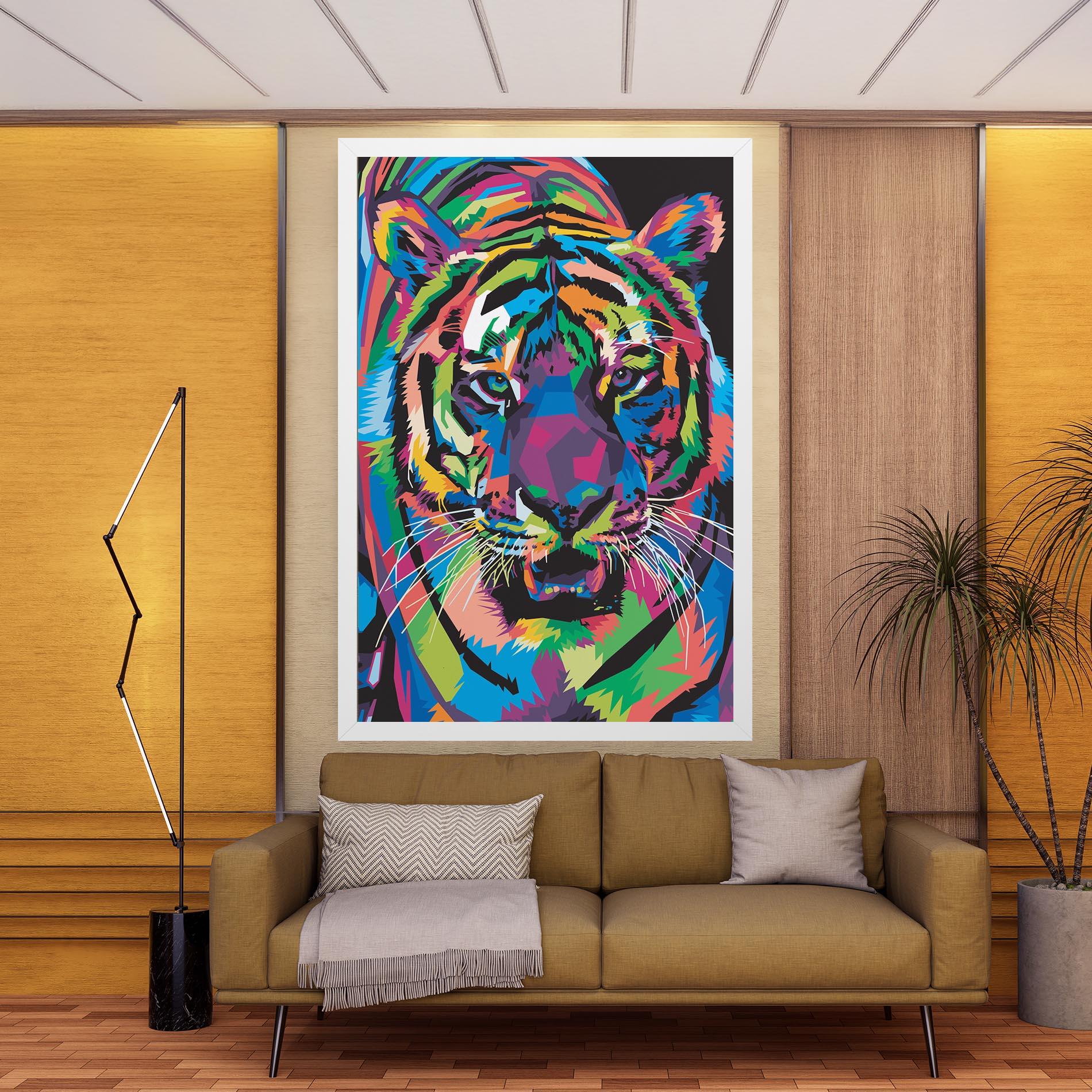 Leinwandbild Mix Color Tiger mockup 9