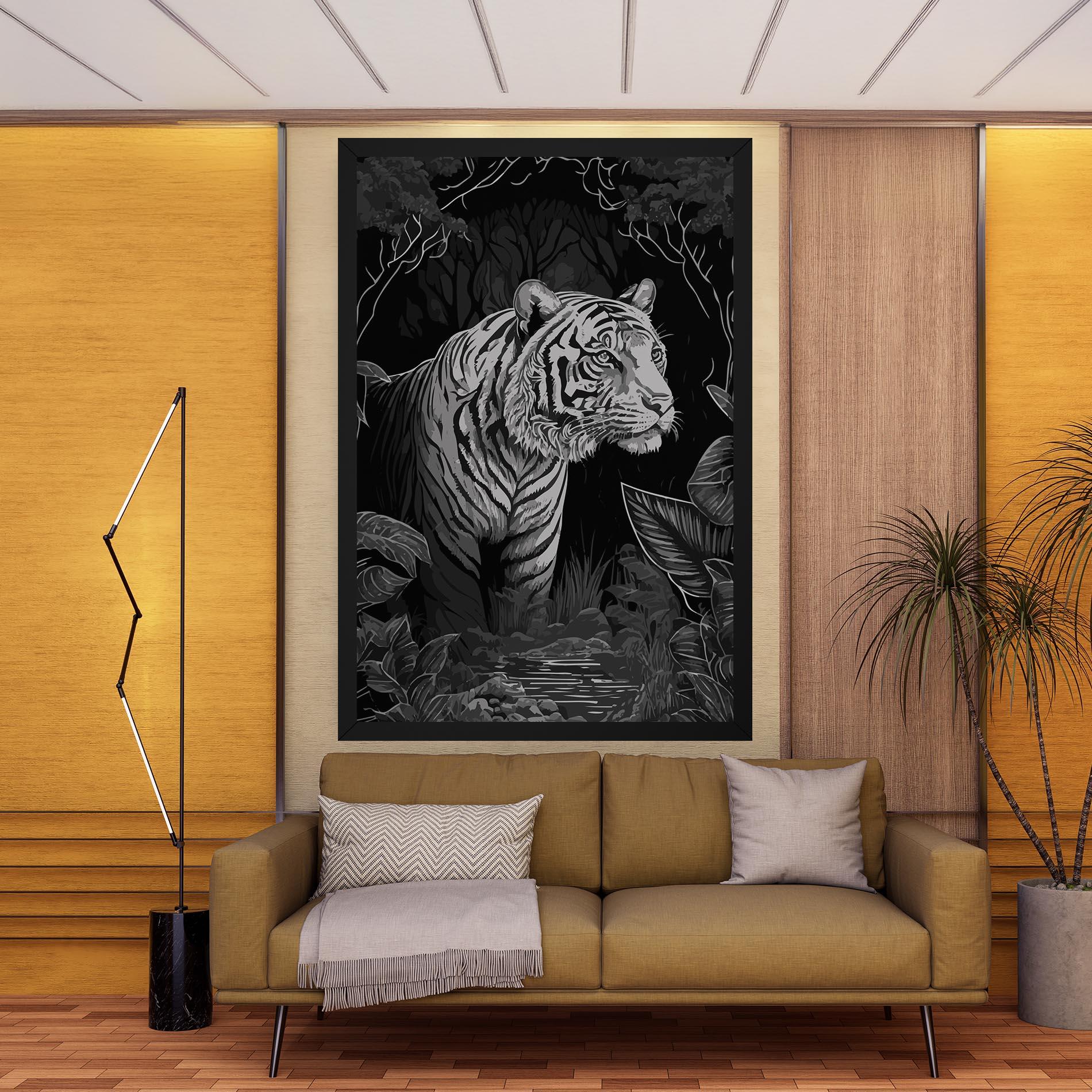Leinwandbild Grey Tiger mockup 9