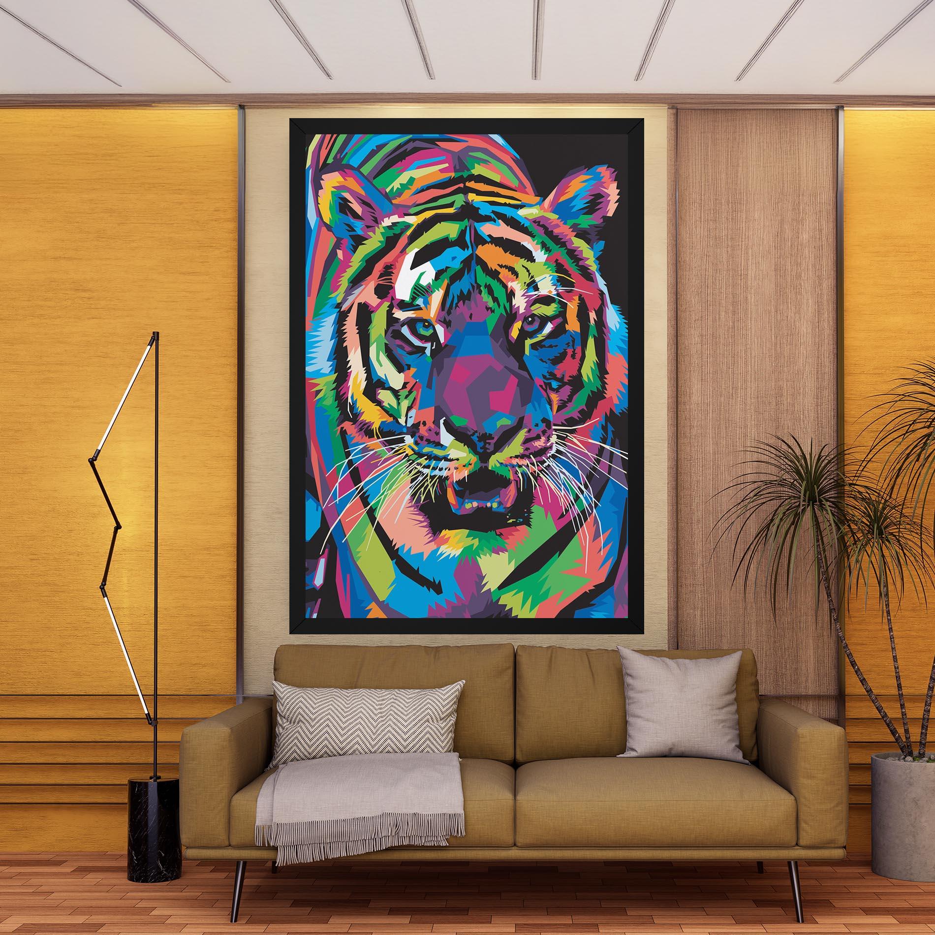 Leinwandbild Mix Color Tiger mockup 9