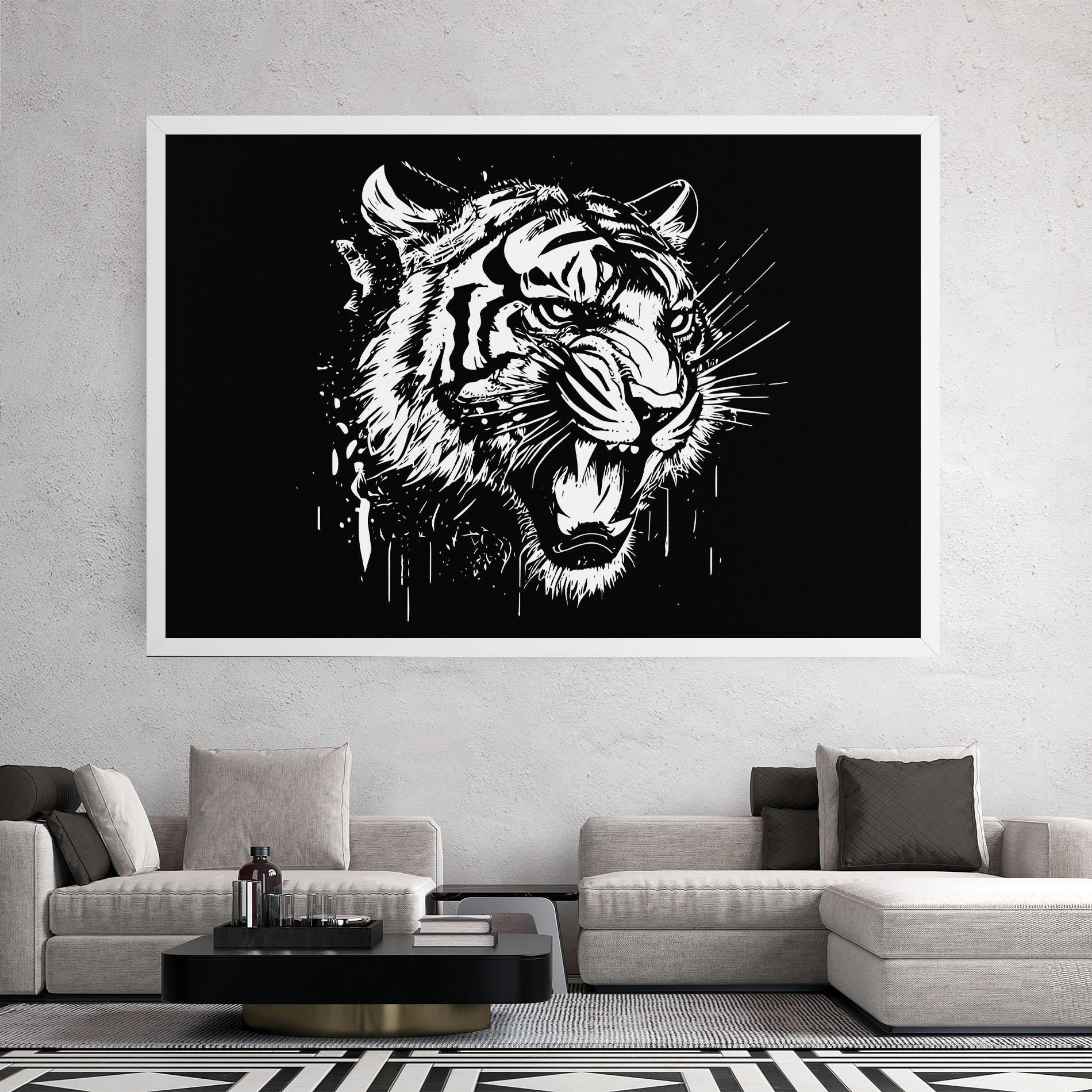 Leinwandbild Angry Tiger Head mockup 2
