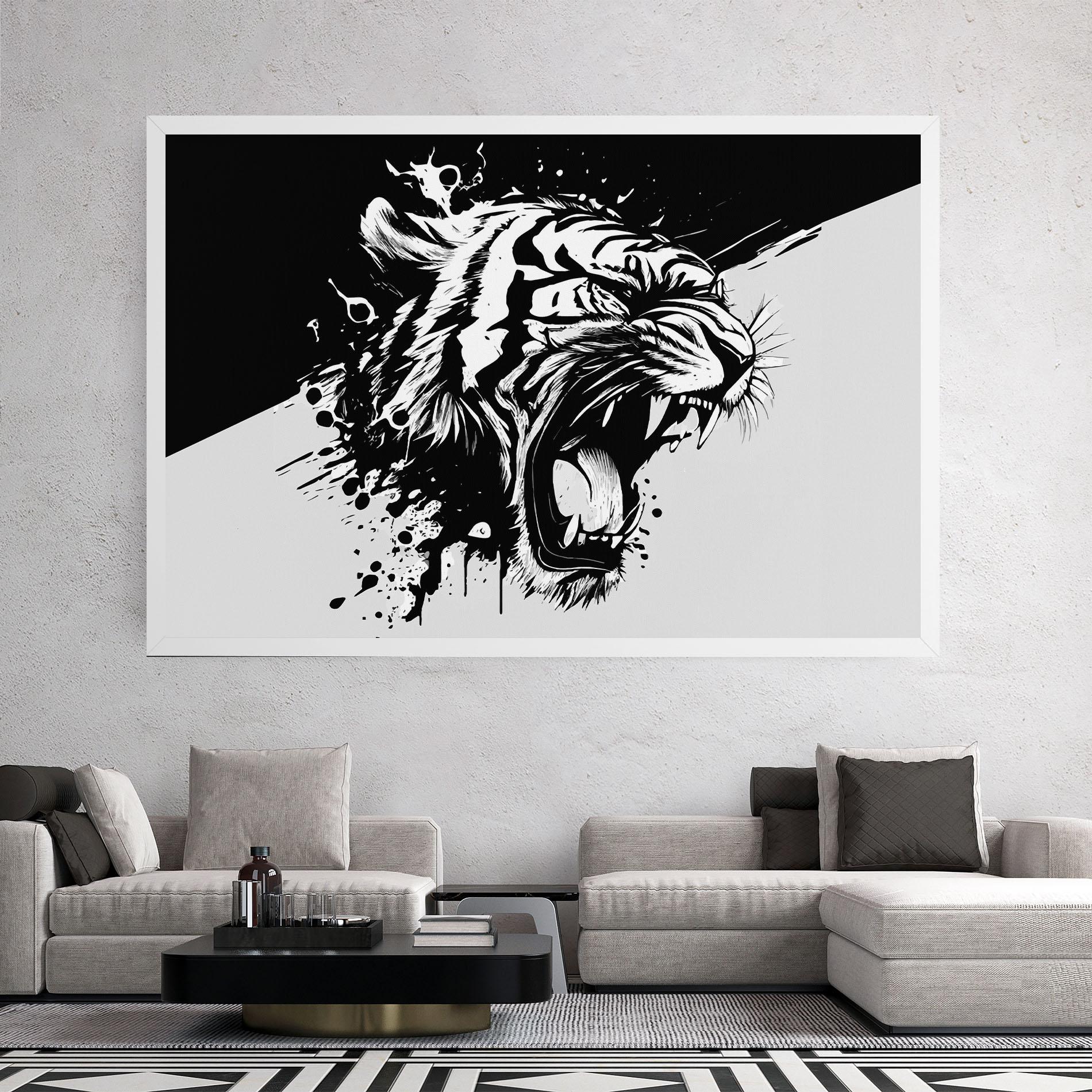 Leinwandbild Black Grey Tiger mockup 2