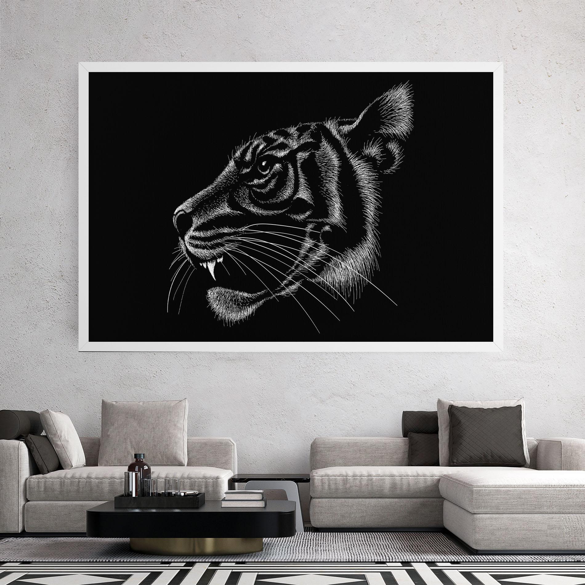 Leinwandbild Tiger White Head mockup 2