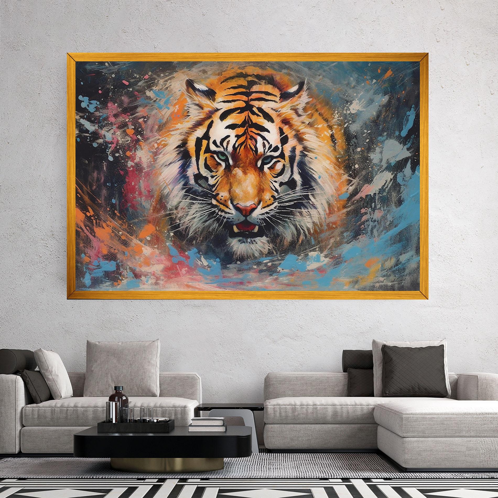 Leinwandbild Orange Tiger Painting mockup 2