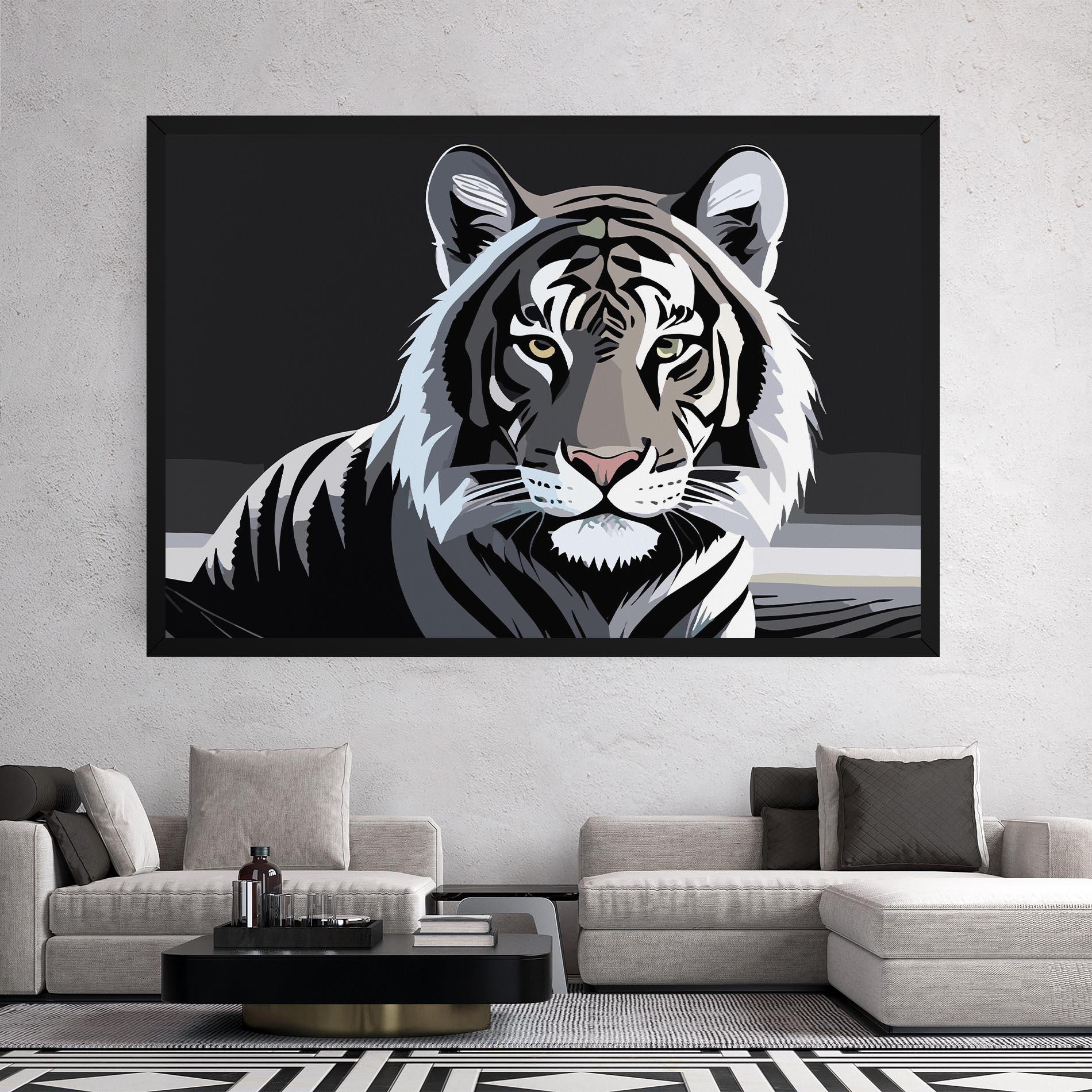 Leinwandbild White Grey Tiger mockup 2