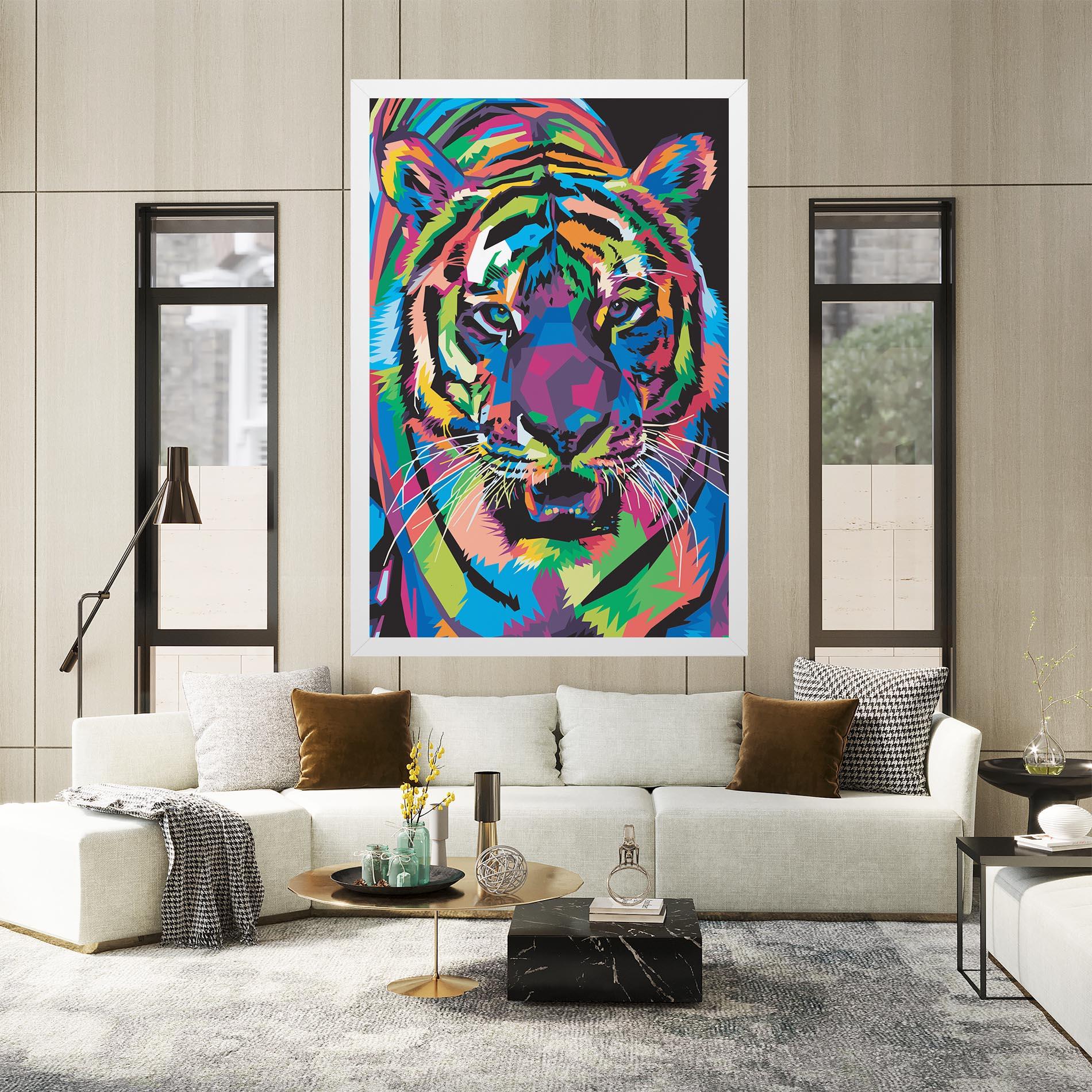 Leinwandbild Mix Color Tiger mockup 2